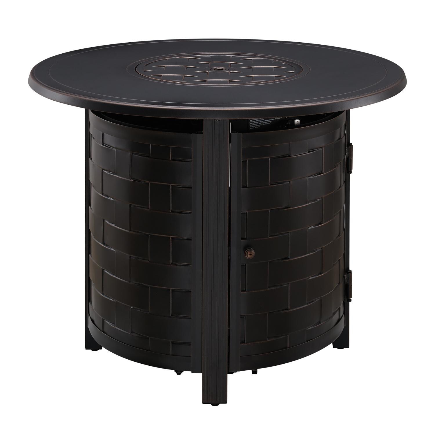 Ultimate Patio 63687-NG Magnolia Way 34-Inch Round Aluminum Natural Gas Fire Pit - Full View thumbnail