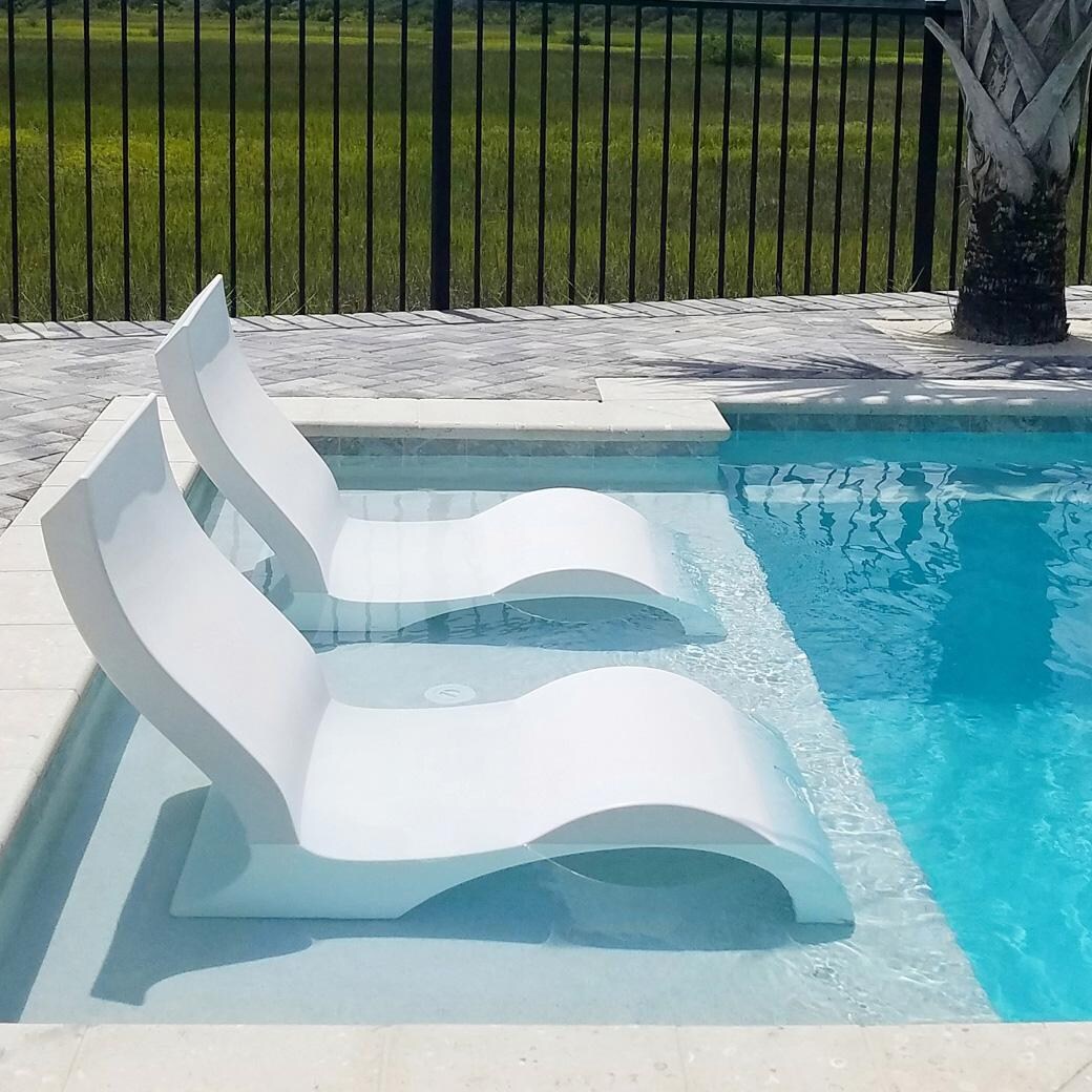Ledge Lounger Signature Lowback In Pool Lounge Chair - White - Lifestyle thumbnail