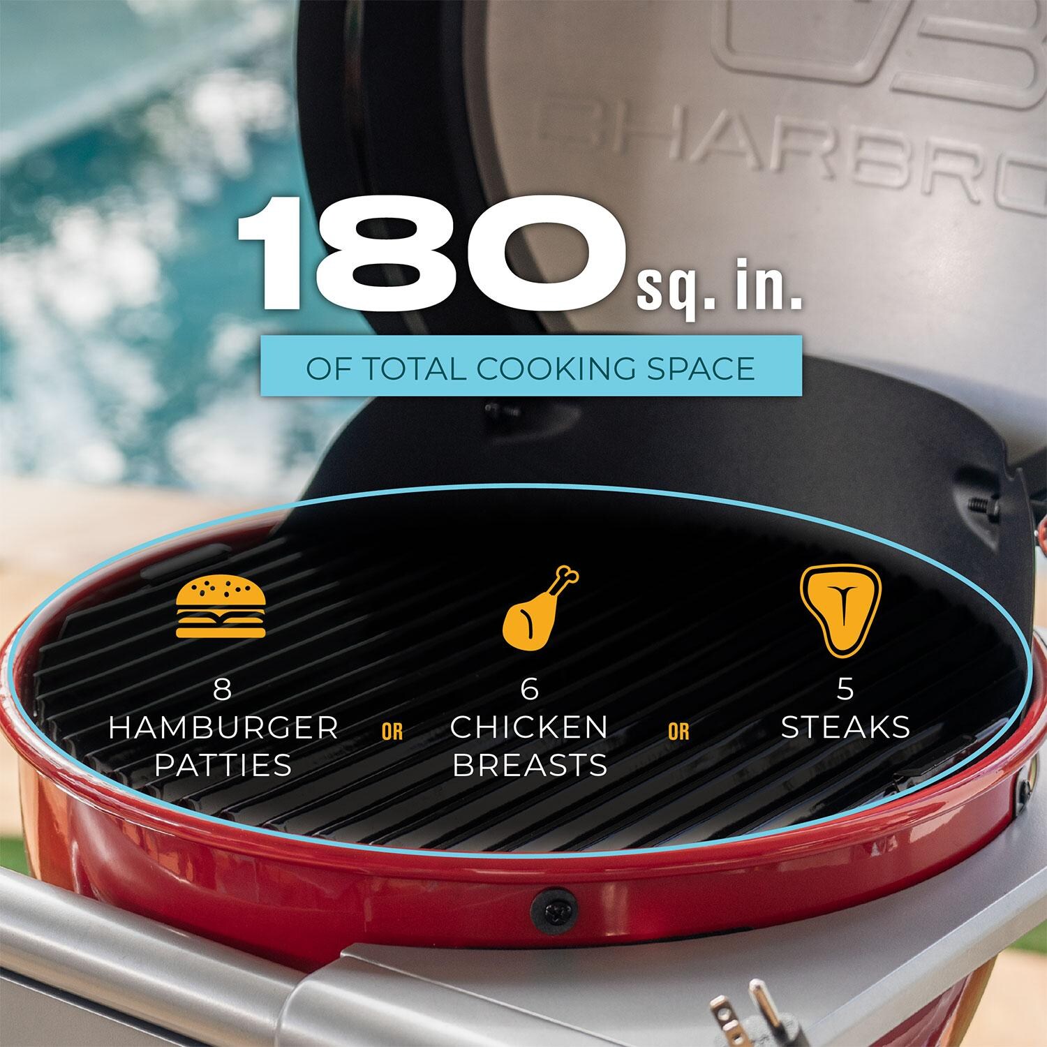 Charbroil 25302150 Bistro Pro 180 Electric Grill - Tabletop Red - Cooking Capacity - Detail thumbnail