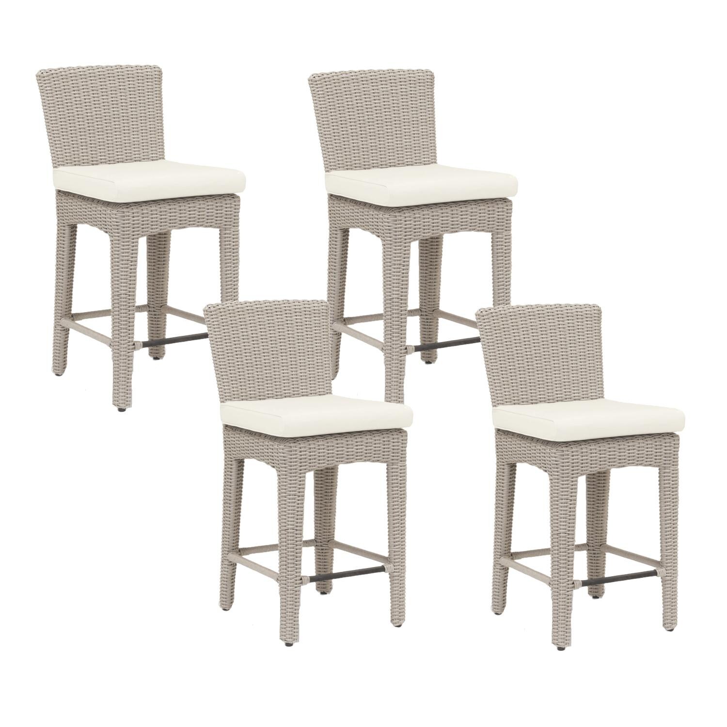 Manhattan 4 Piece Wicker Patio Counter Height Bar Stool Set W