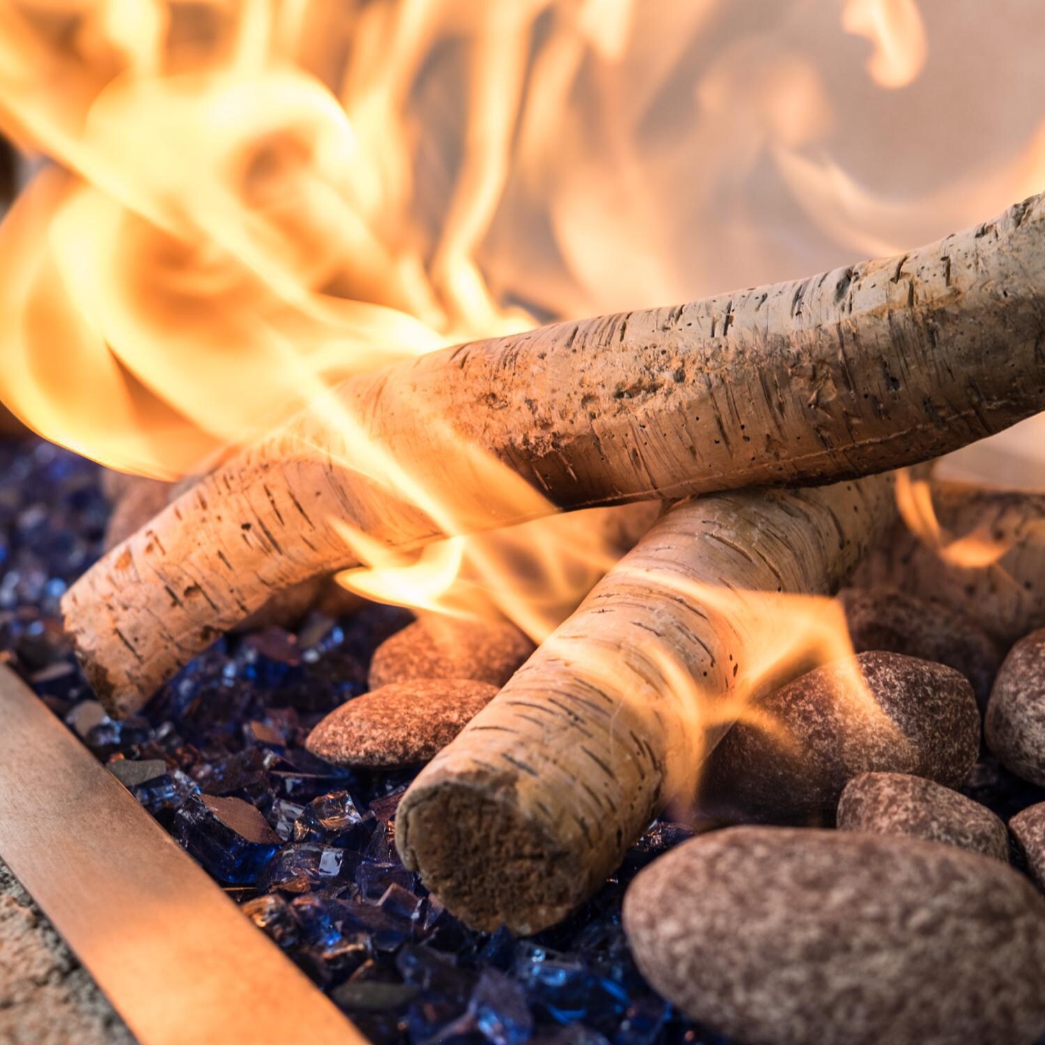  BBQGuys Signature Series Rectangular Drop-In Pan W/ H-Burner -  Lit - Shown W/ Fire Pit Media Decor (Sold Separately) thumbnail