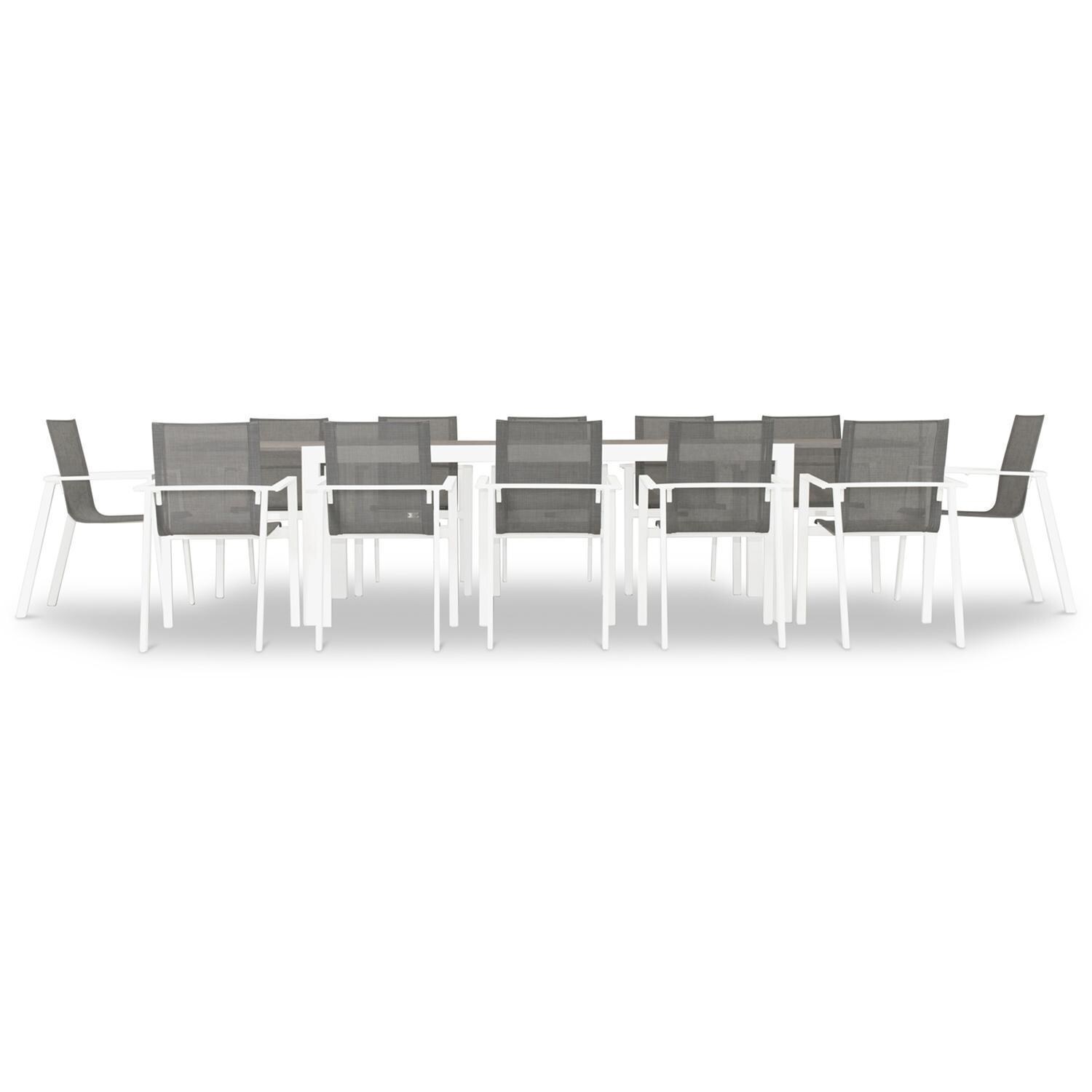 Spring Bay 13 Piece Extendable Dining Set in White/Concrete - Front View - White Background thumbnail