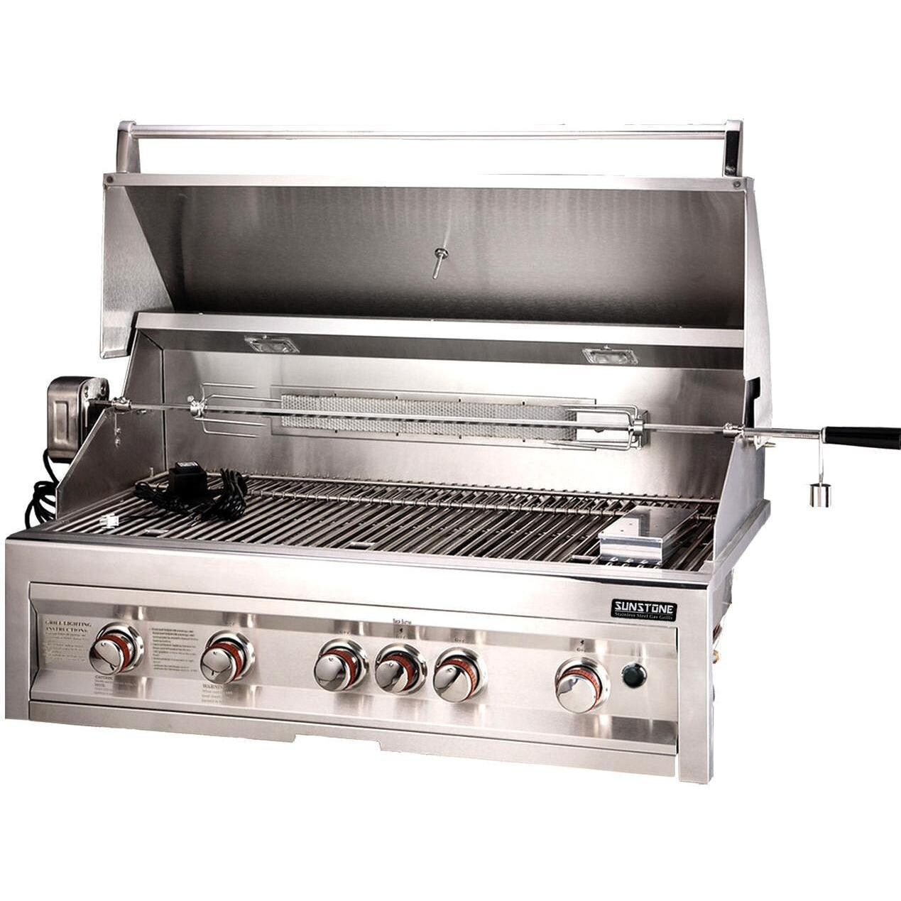 Sunstone 42-Inch 5-Burner Gas Grill With Rotisserie - Open thumbnail