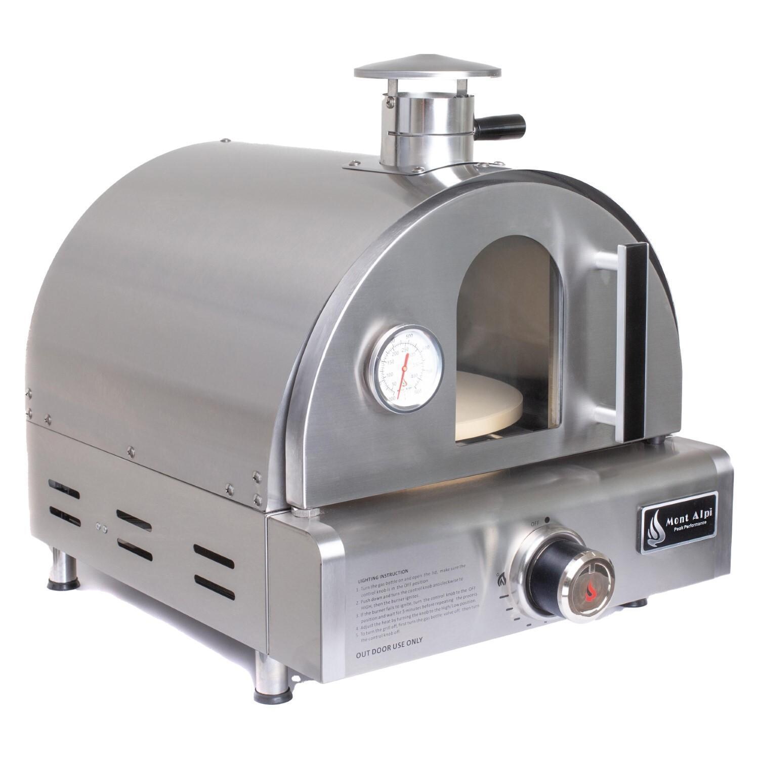 Mont Alpi MAPZ-SS Portable Natural Gas Outdoor Pizza Oven - Oven Seen From Left - White Background thumbnail