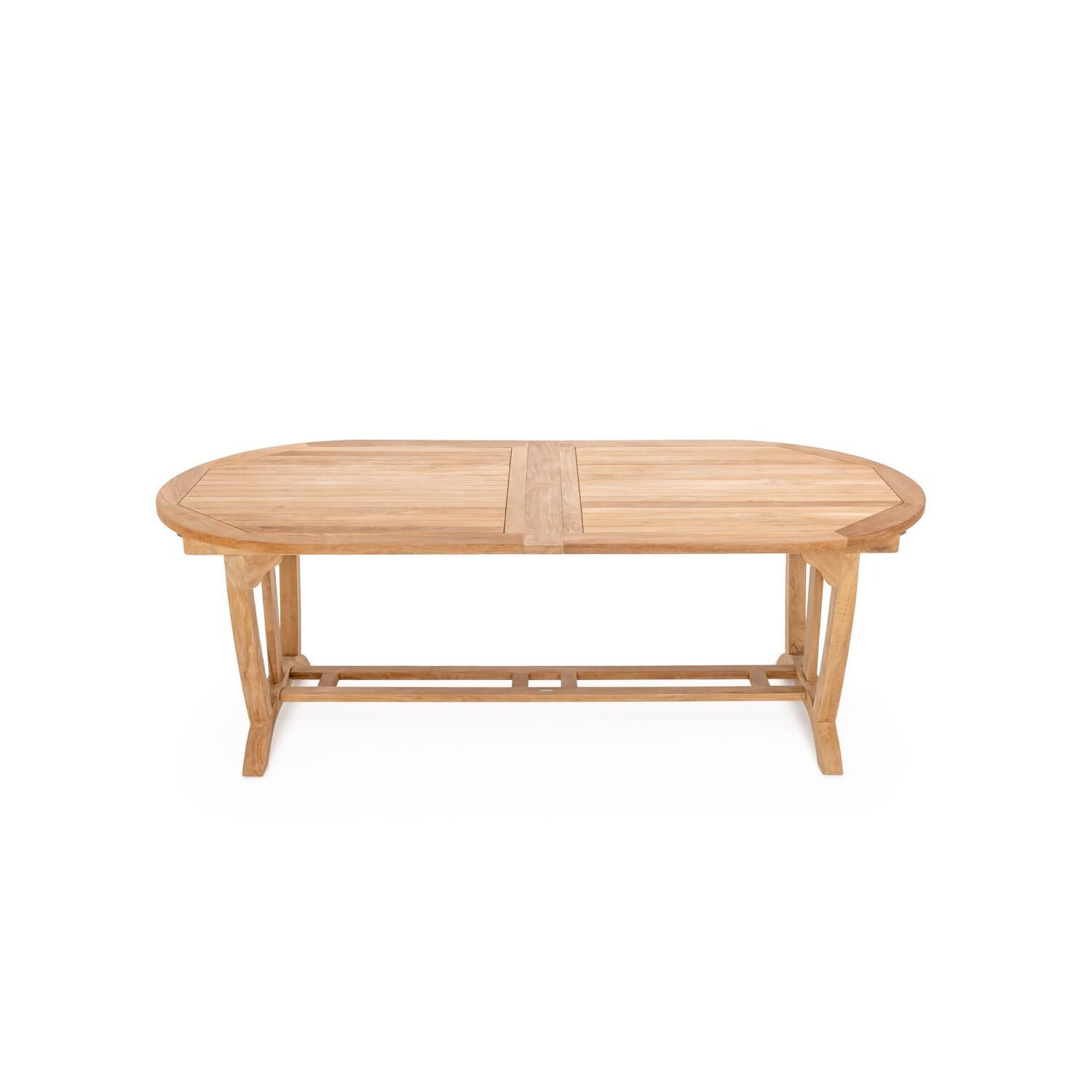 Teak + Table Cayman Oval Double Leaf Table 67/94 Inch W/Extension - Without Extension - White Background thumbnail