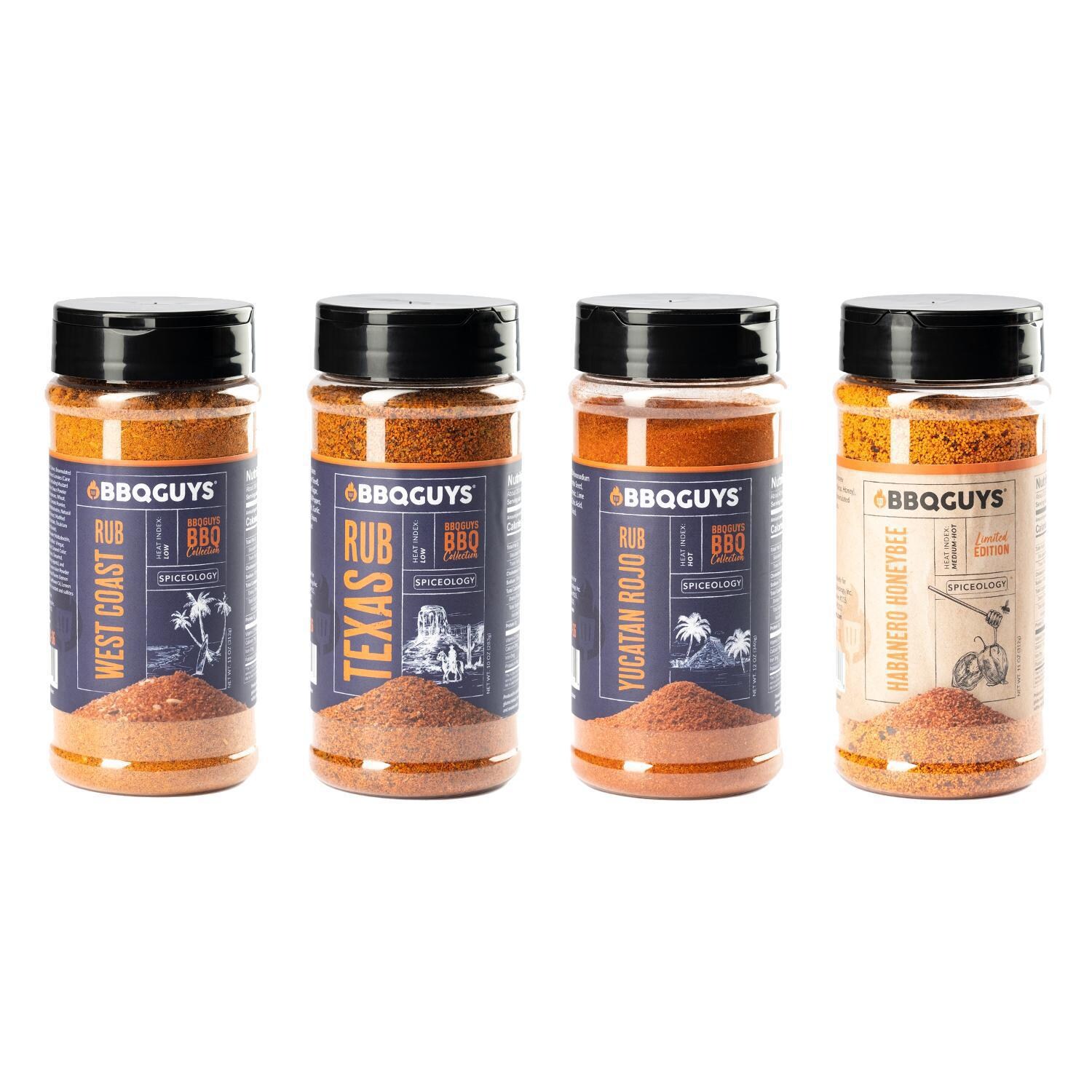BBQGuys Signature x Spiceology West Coast, Texas, Yucatan Rojo, & Habanero Honeybee Rub Variety Pack thumbnail