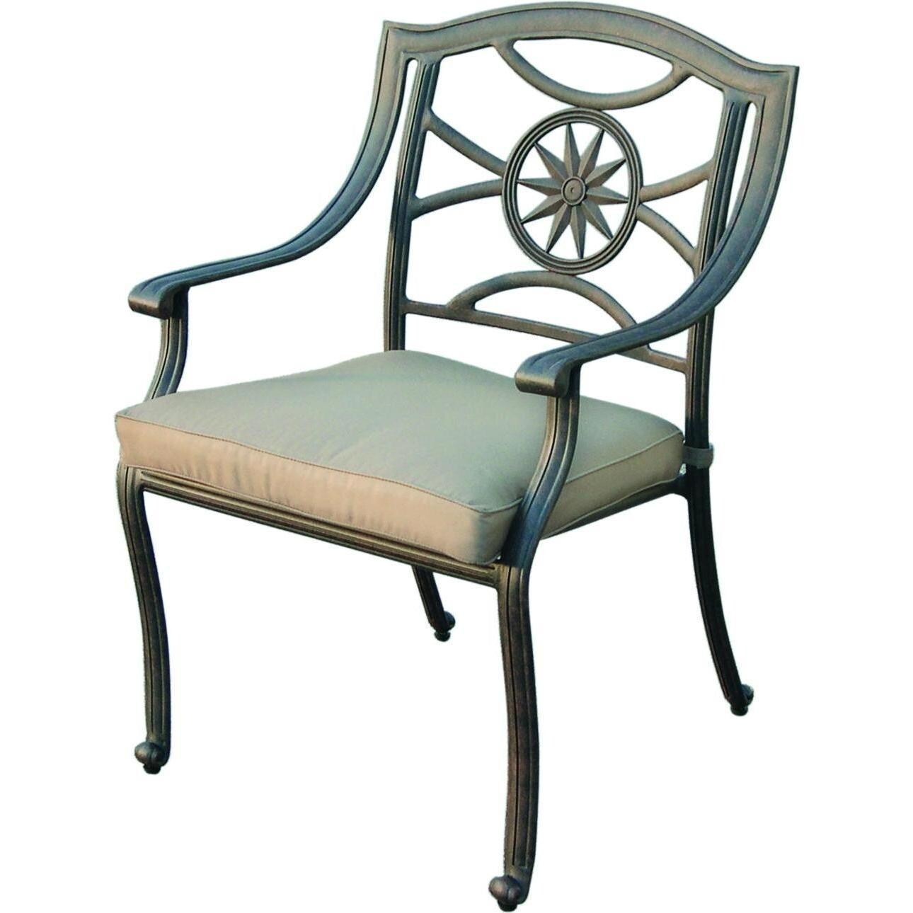 Ten Star Cast Aluminum Patio Dining Chair W/ Sesame Cushion By Darlee thumbnail