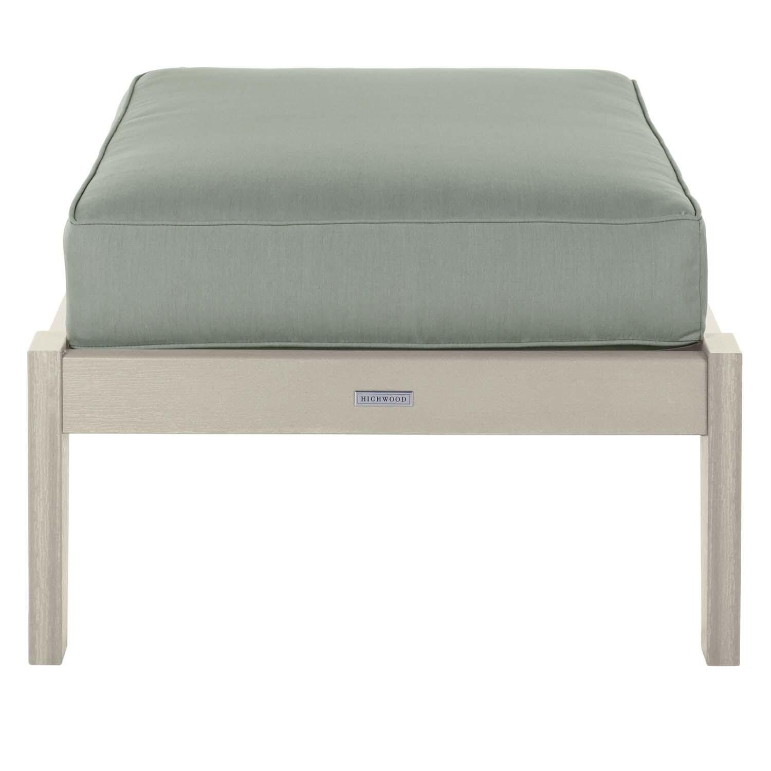 Blushing Bay Recycled Plastic Ottoman in Canvas Seasalt/Whitewash by Lakeview Outdoor Designs - White Background thumbnail