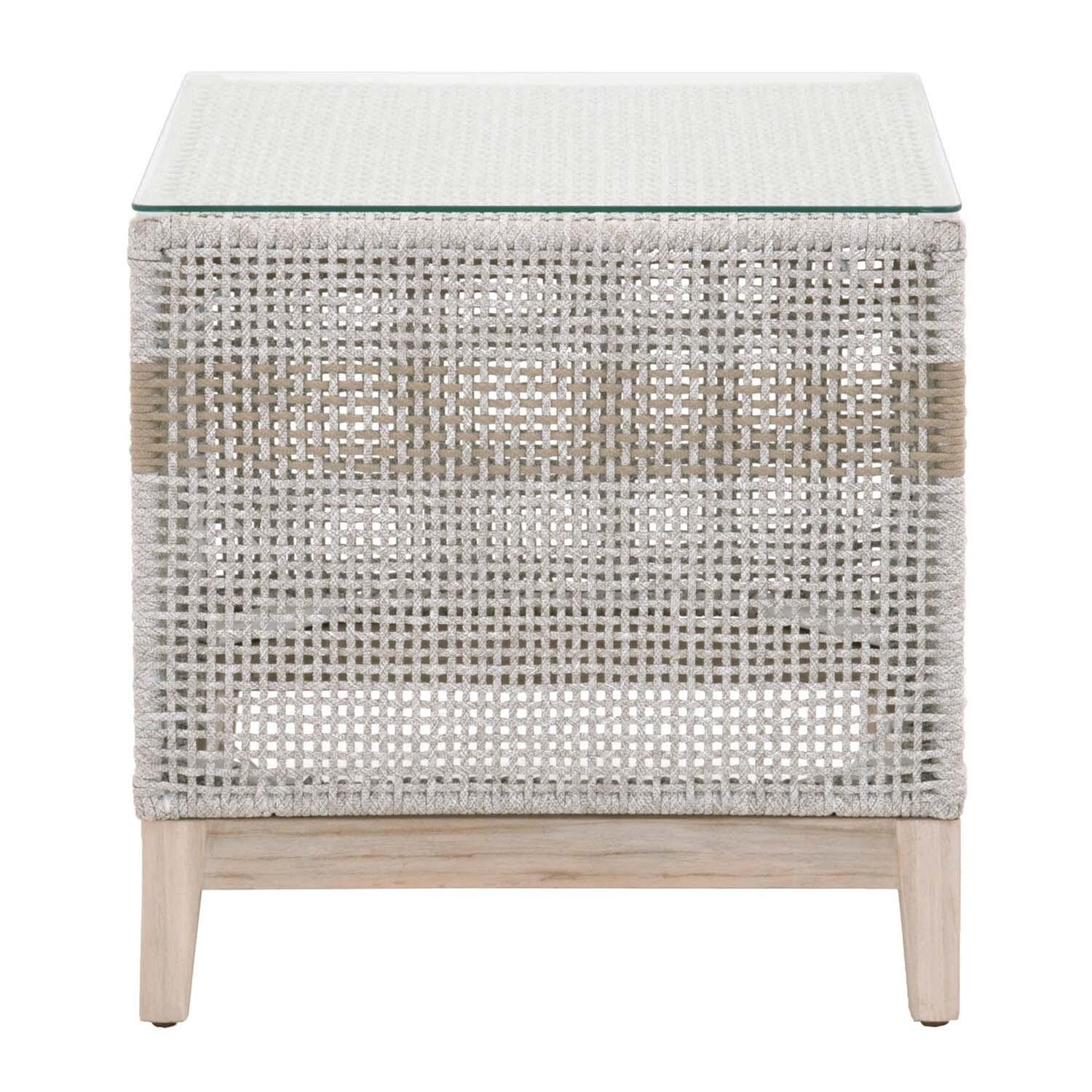 Cocoa Way Taupe & White Woven Rope End Table By Lakeview