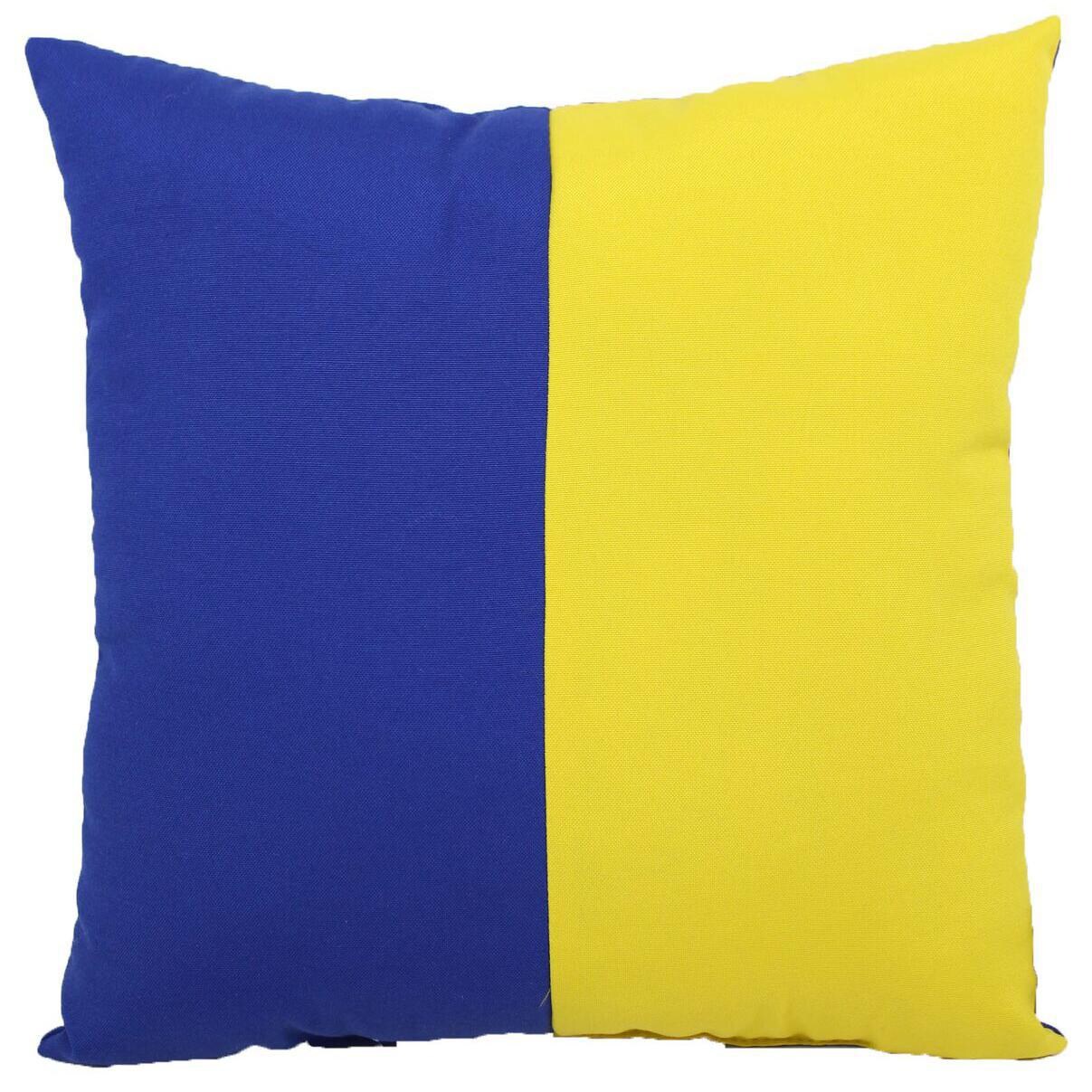 Nautical Cobalt Blue & Yellow Outdoor Throw Pillow By Lava Pillows - 15 X 15 thumbnail