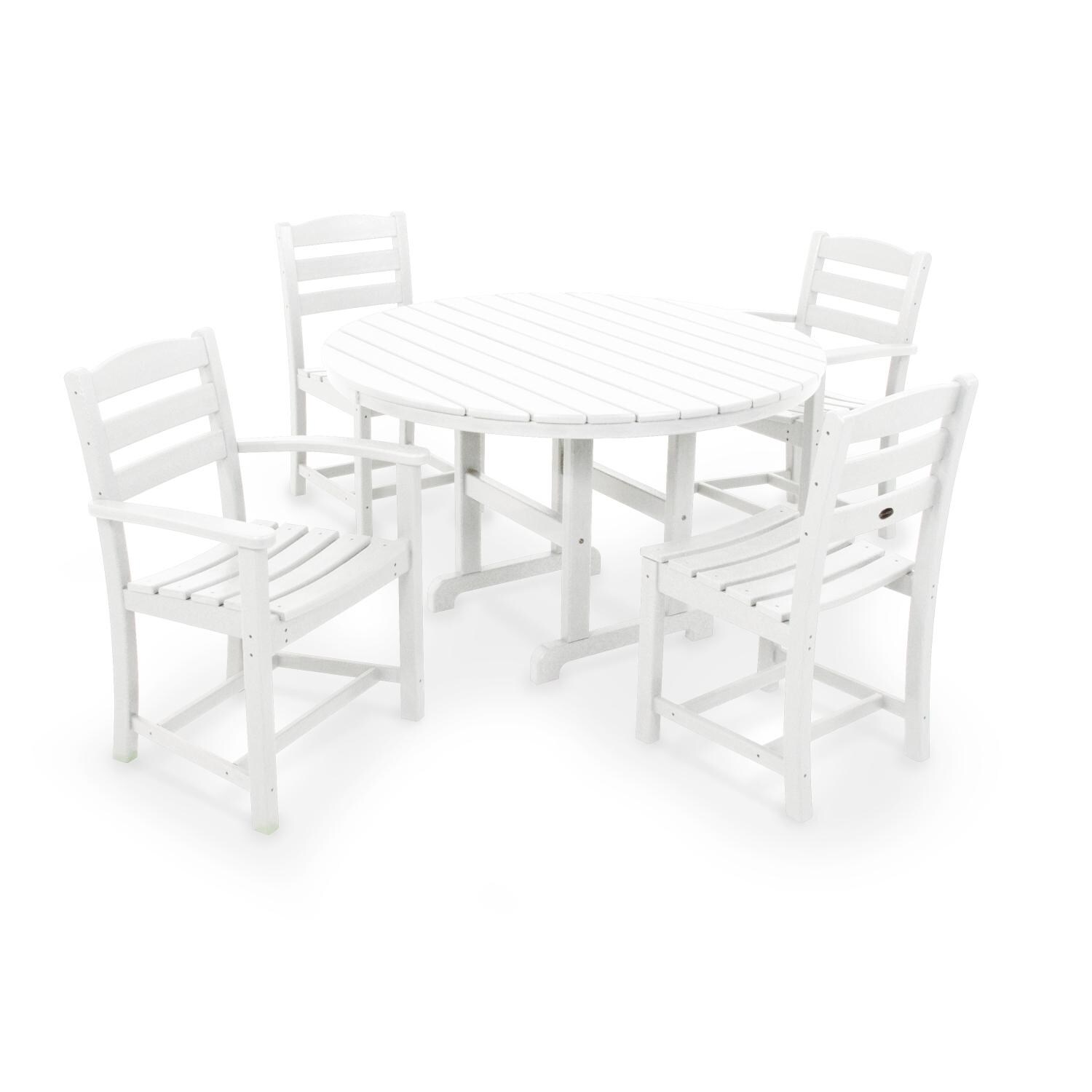POLYWOOD La Casa Cafe White 5 Piece Round Farmhouse Dining Set - Full View thumbnail