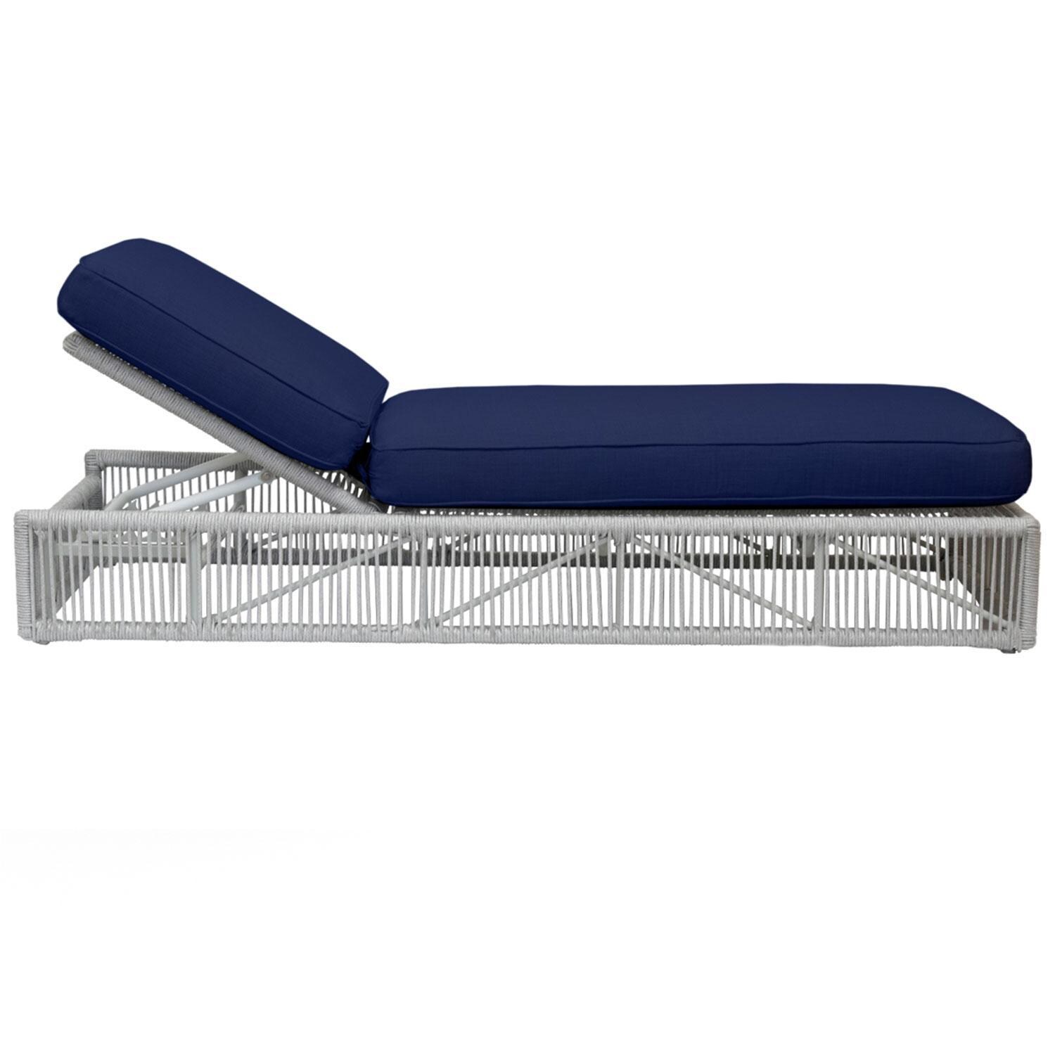 Miami Olefin Rope Adjustable Patio Chaise Lounge in Echo Midnight w/ Self Welt by Sunset West - Side View - White Background thumbnail
