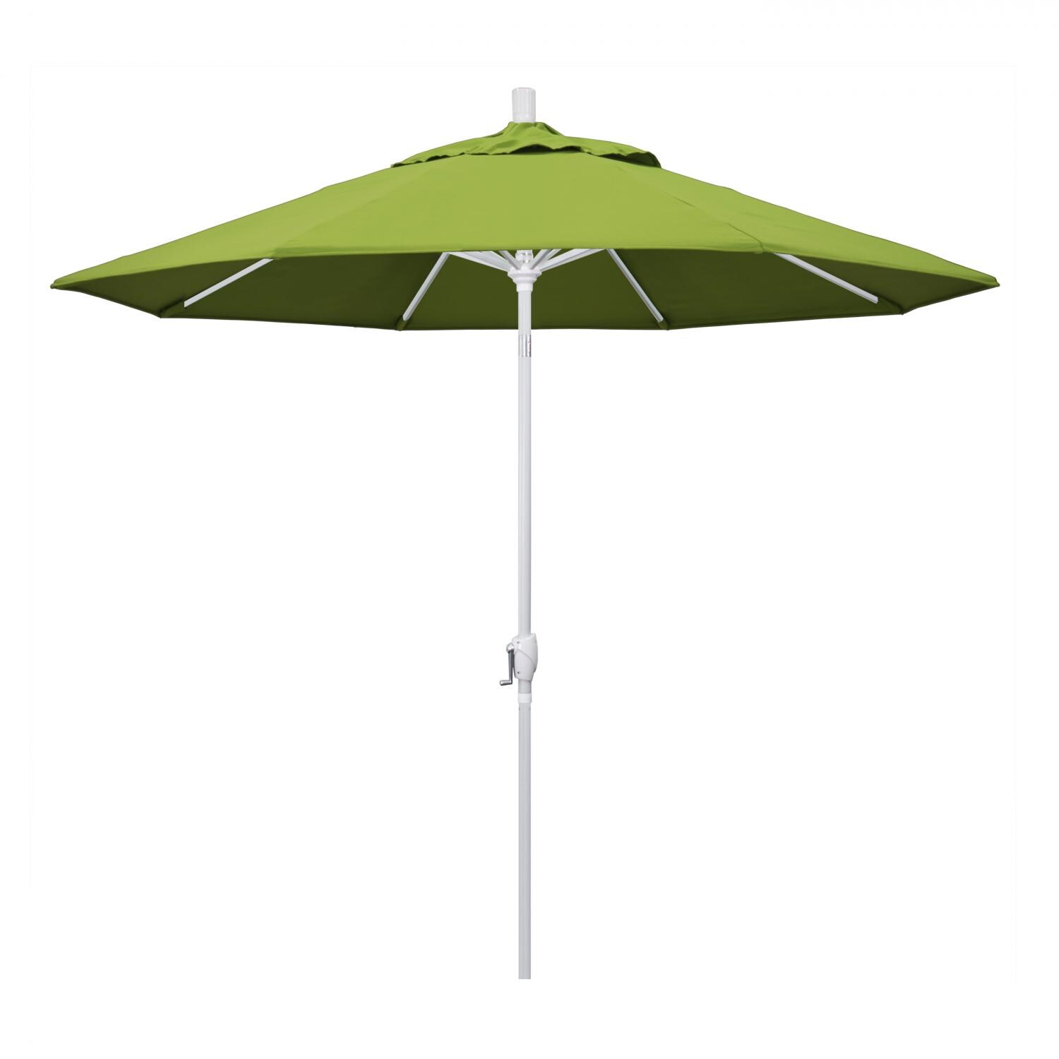 California Umbrella 9 Ft Octagonal Aluminum Push Button Tilt Patio Umbrella W/ Crank Lift & Aluminum Ribs - Matted White Frame / Sunbrella Canvas Macaw Canopy thumbnail