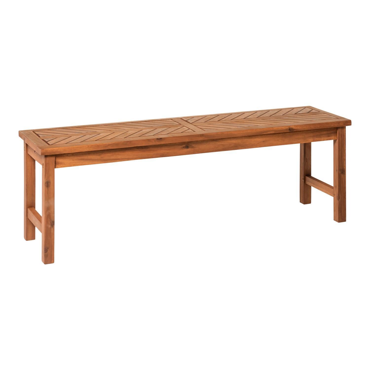 Ultimate Patio Wishlake 53 Inch Acacia Patio Dining Bench - Brown - Angled View thumbnail