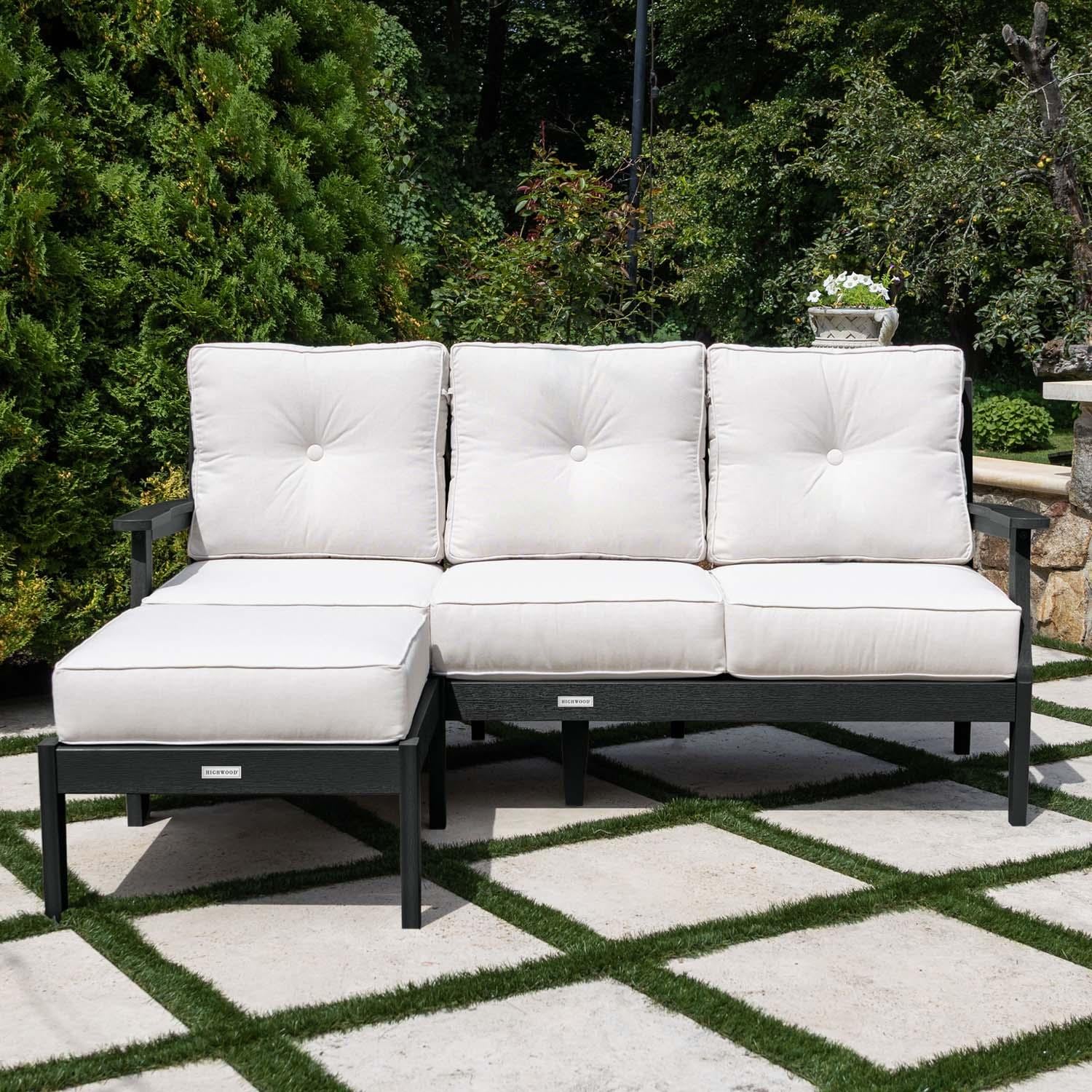 Blushing Bay 2 Pc Recycled Plastic Seating Set in Bliss Linen/Black by Lakeview Outdoor Designs