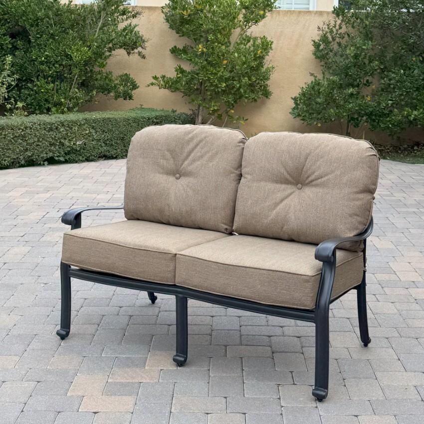 Darlee Elisabeth Patio Deep Seating Loveseat - Antique Bronze - Side View - Lifestyle thumbnail