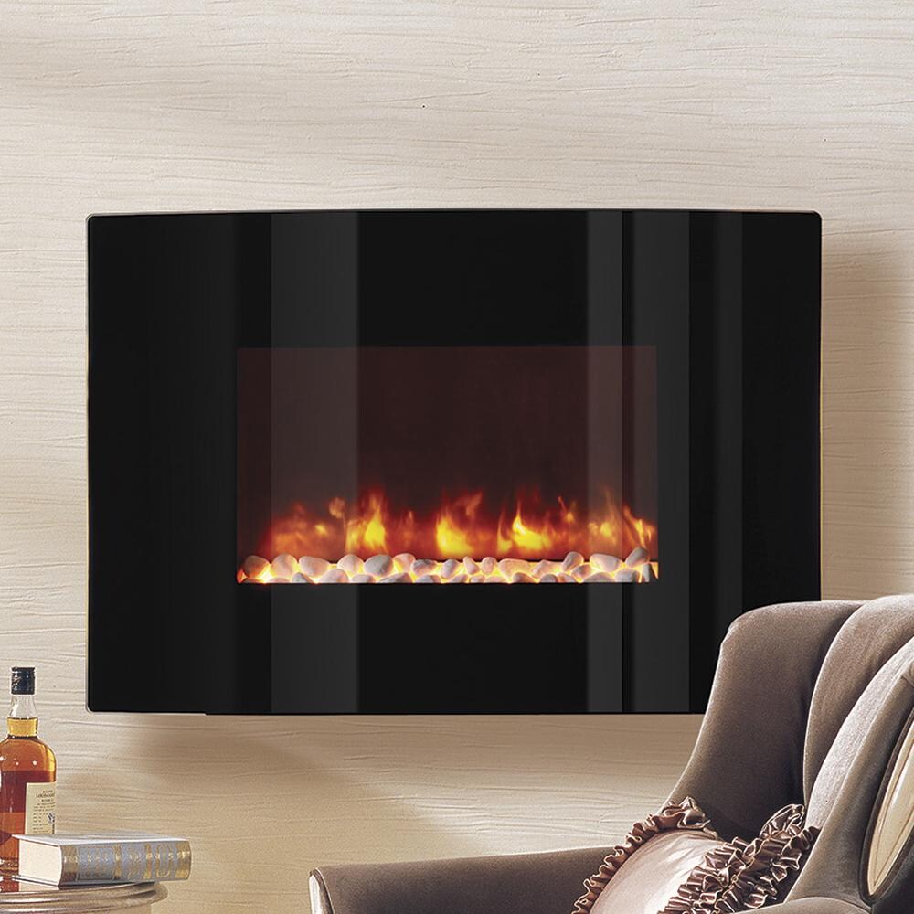 Dynasty Mezzo 36-Inch Curved Wall Mount Electric Fireplace - Black - EF67-CP