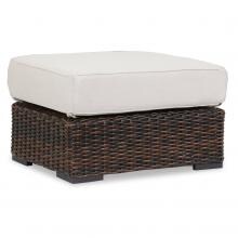 Montecito Wicker Patio Ottoman W/ Sunbrella Canvas Flax Cushion By Sunset West image