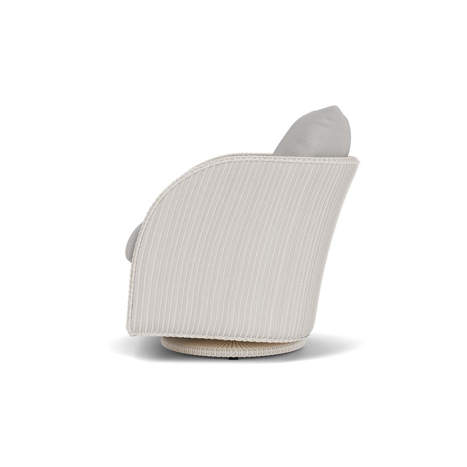 Lloyd Flanders Essence Swivel Glider Lounge Chair W/Tundra Dove Fabric - Antique White Finish - Side thumbnail