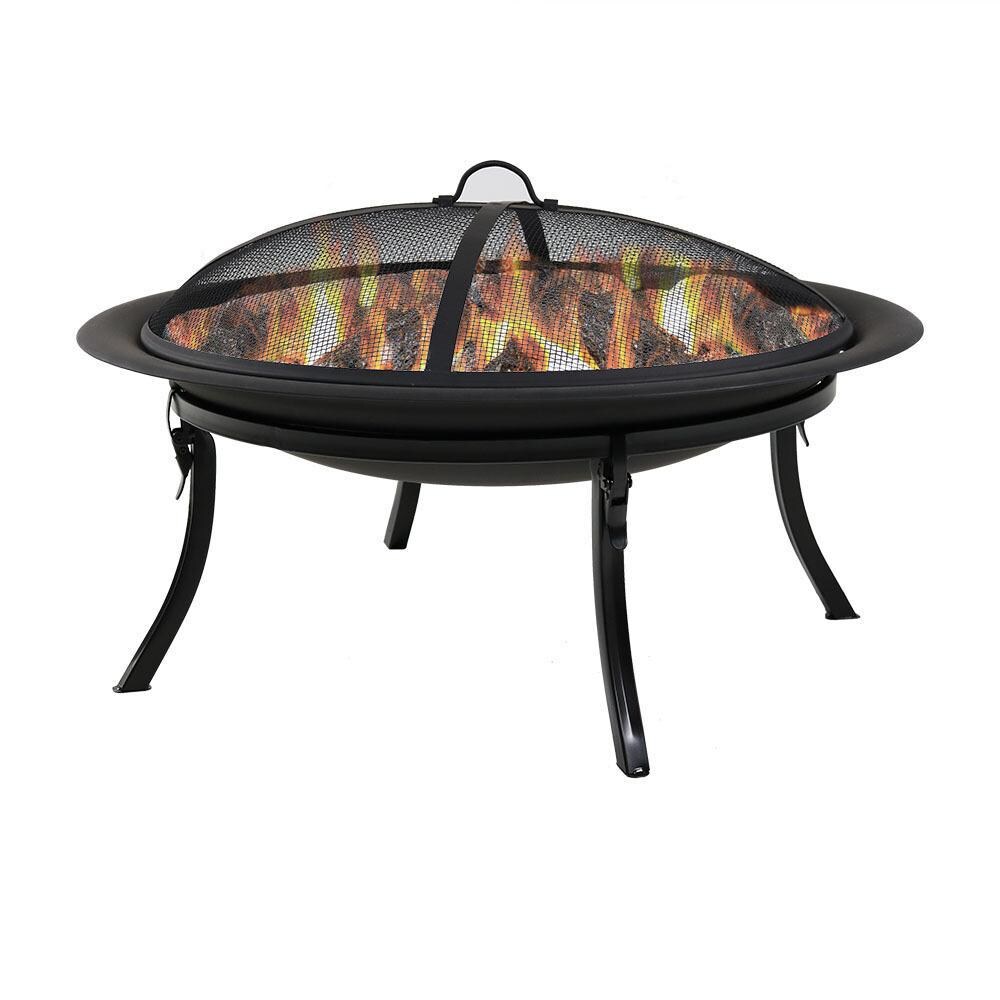 Ultimate Patio 29-Inch Steel Folding Wood Burning Fire Pit - In Use thumbnail