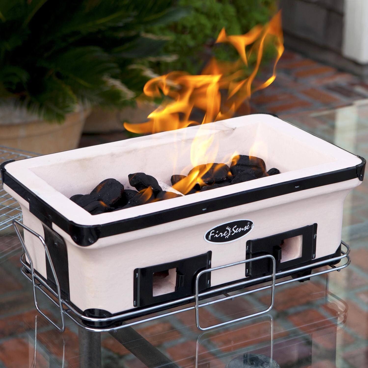 Ultimate Patio 17-Inch Large Yakatori Tabletop Charcoal Grill - Burning Charcoal thumbnail