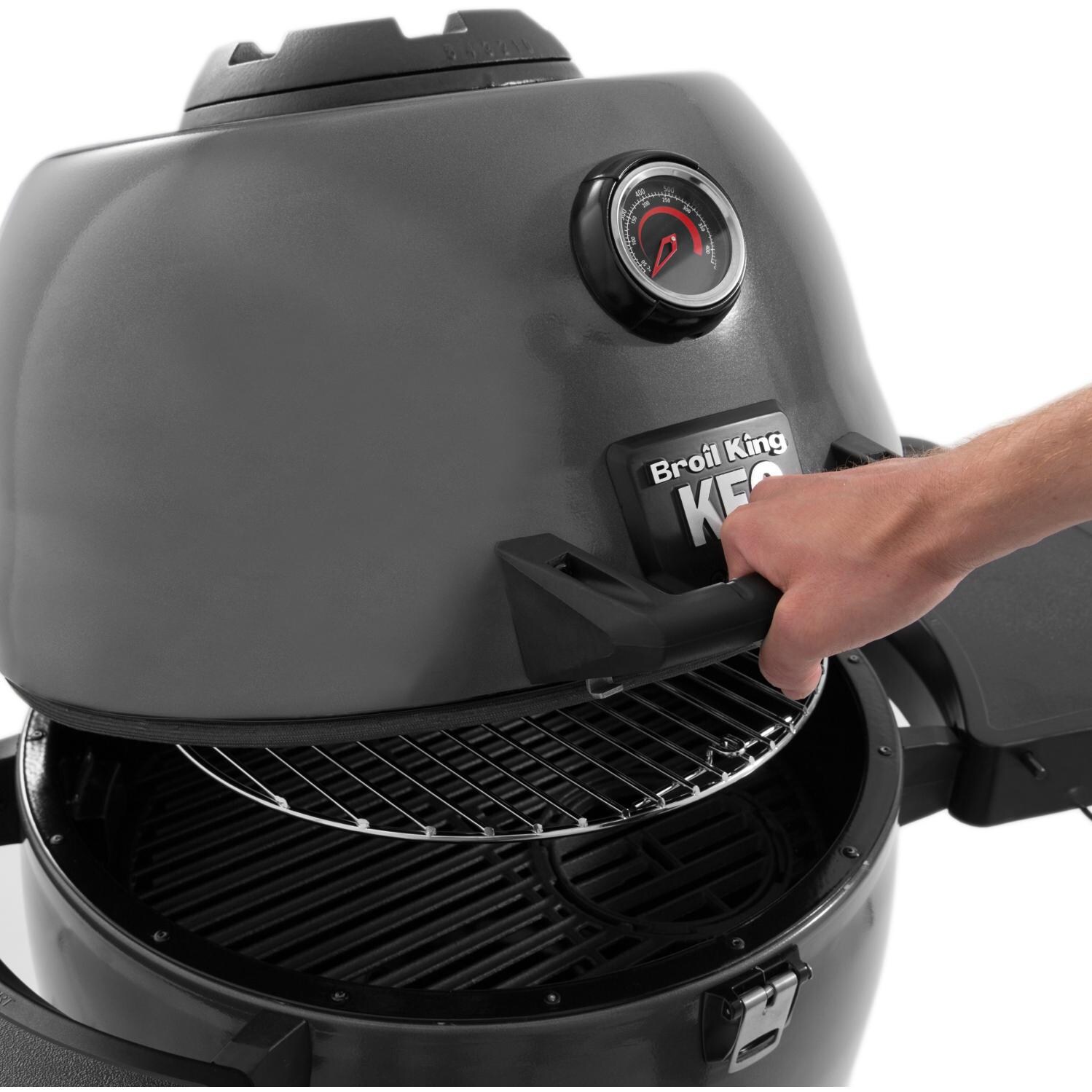 Broil King Keg 5000 Steel Charcoal Kamado Grill - Lifting the Lid thumbnail