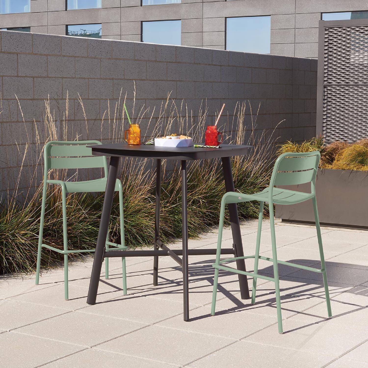 Oxford Garden Kapri 3 Pc Aluminum Bar Set in Carbon/Sage thumbnail