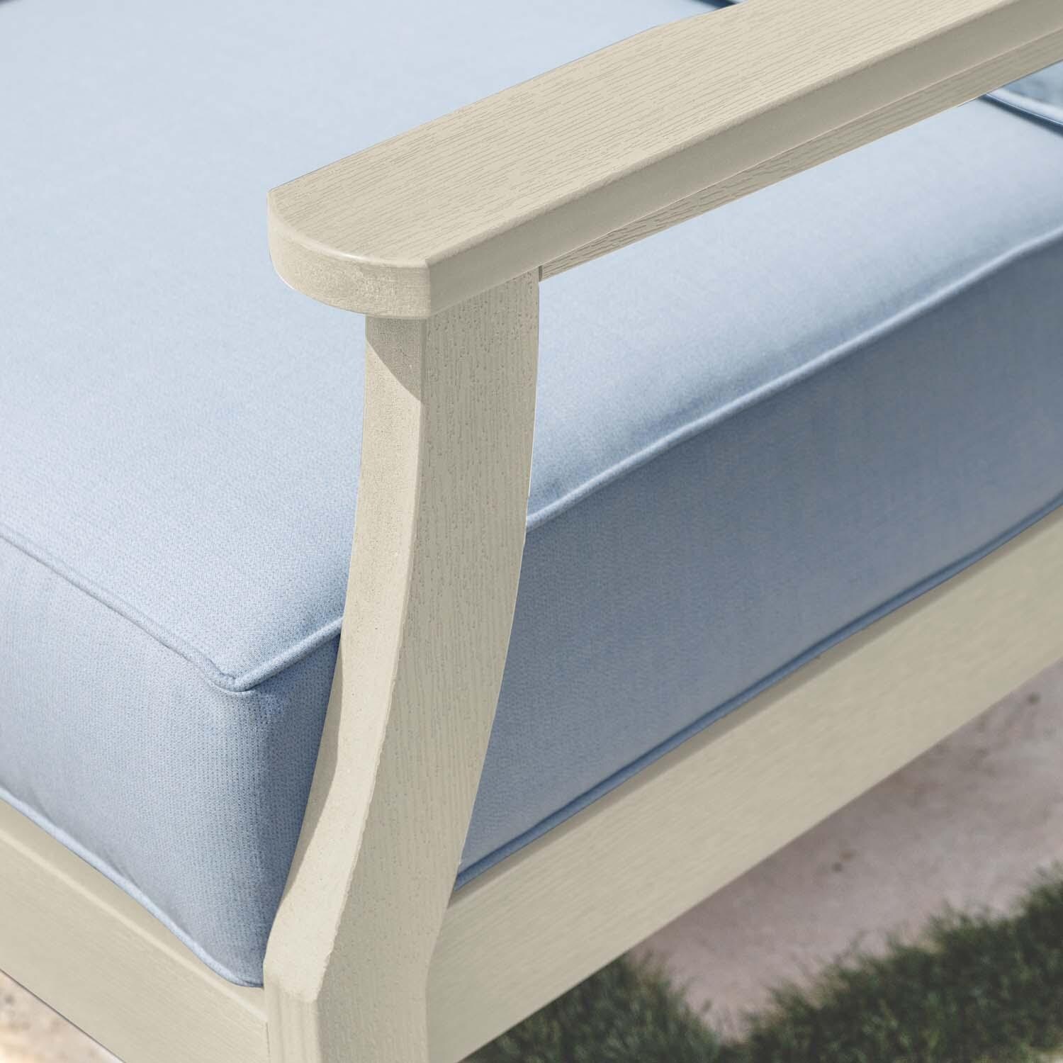 Blushing Bay Recycled Plastic Club Chair in Bliss Dew/Whitewash by Lakeview Outdoor Designs - Frame - Detail thumbnail