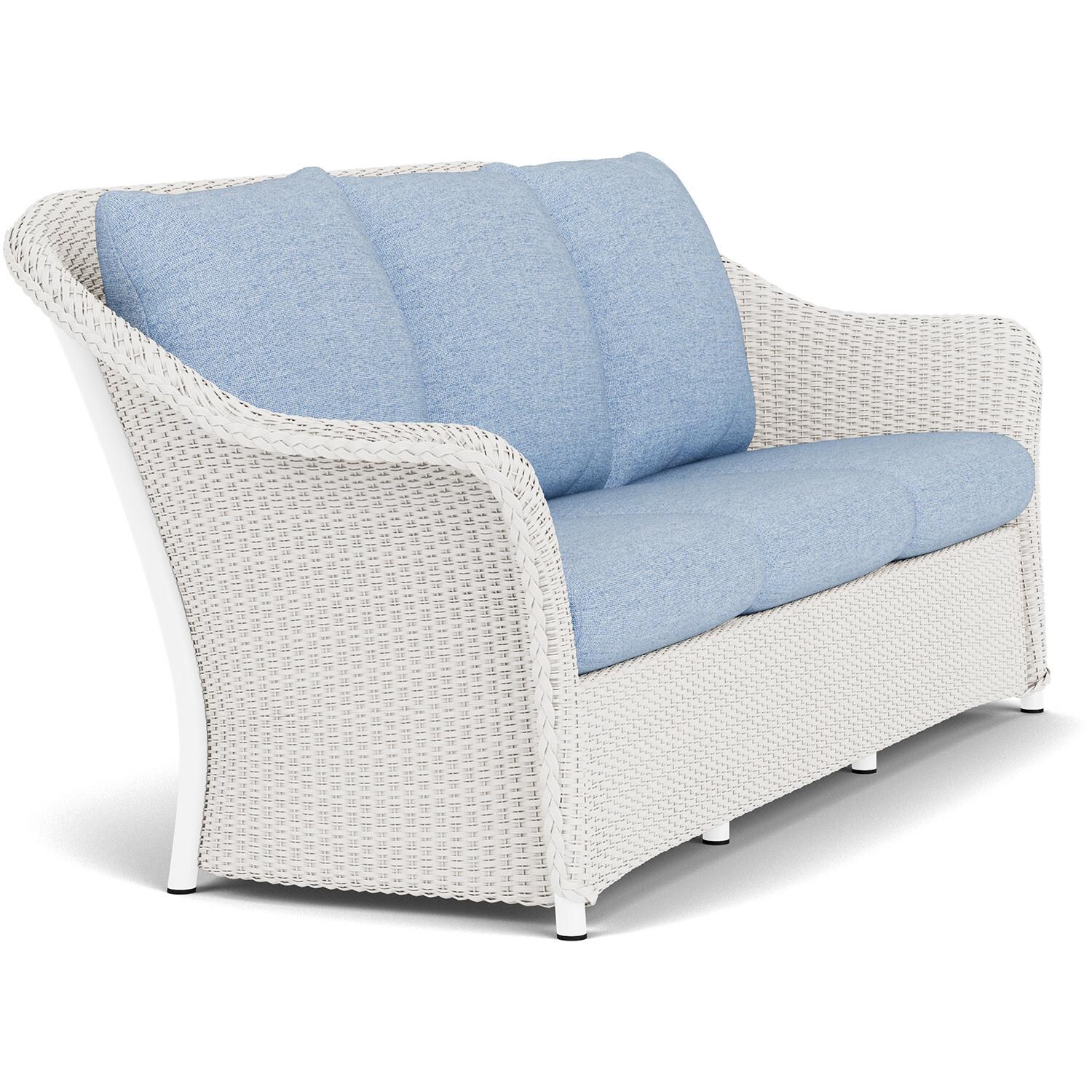 Lloyd Flanders Weekend Retreat Sofa in White Finish W/ Demo Skyway Fabric - Angled thumbnail