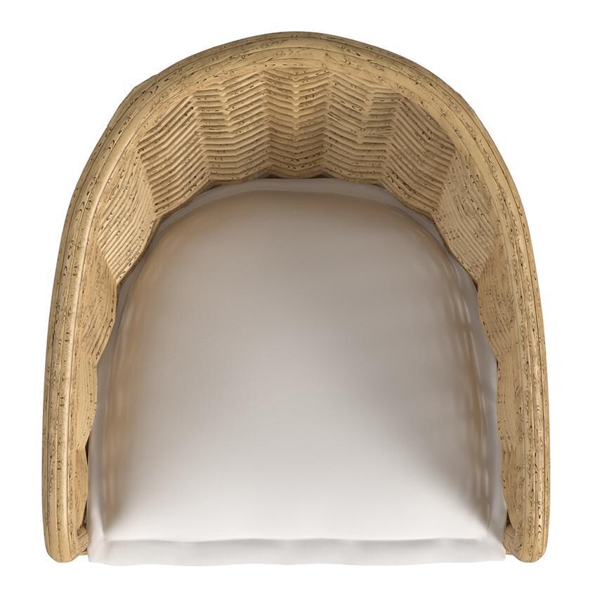 Playa Resin Wicker Dining Arm Chair in Medium Wood/Soothe Pearl by Sunset West - Top View - White Background thumbnail