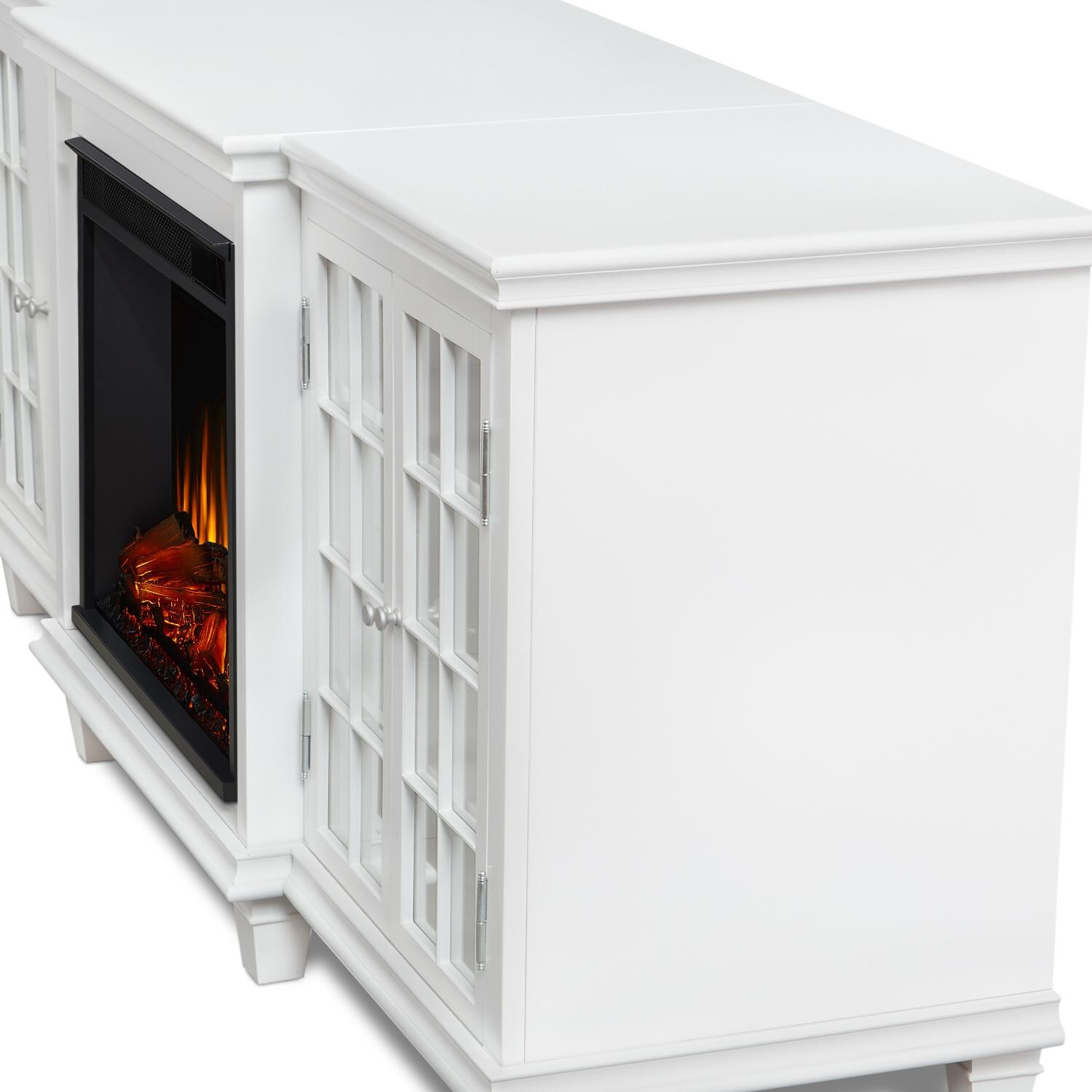 Real Flame - 2770E-W - Marlowe 70-Inch Electric Fireplace Entertainment Center - White - Corner Detail thumbnail