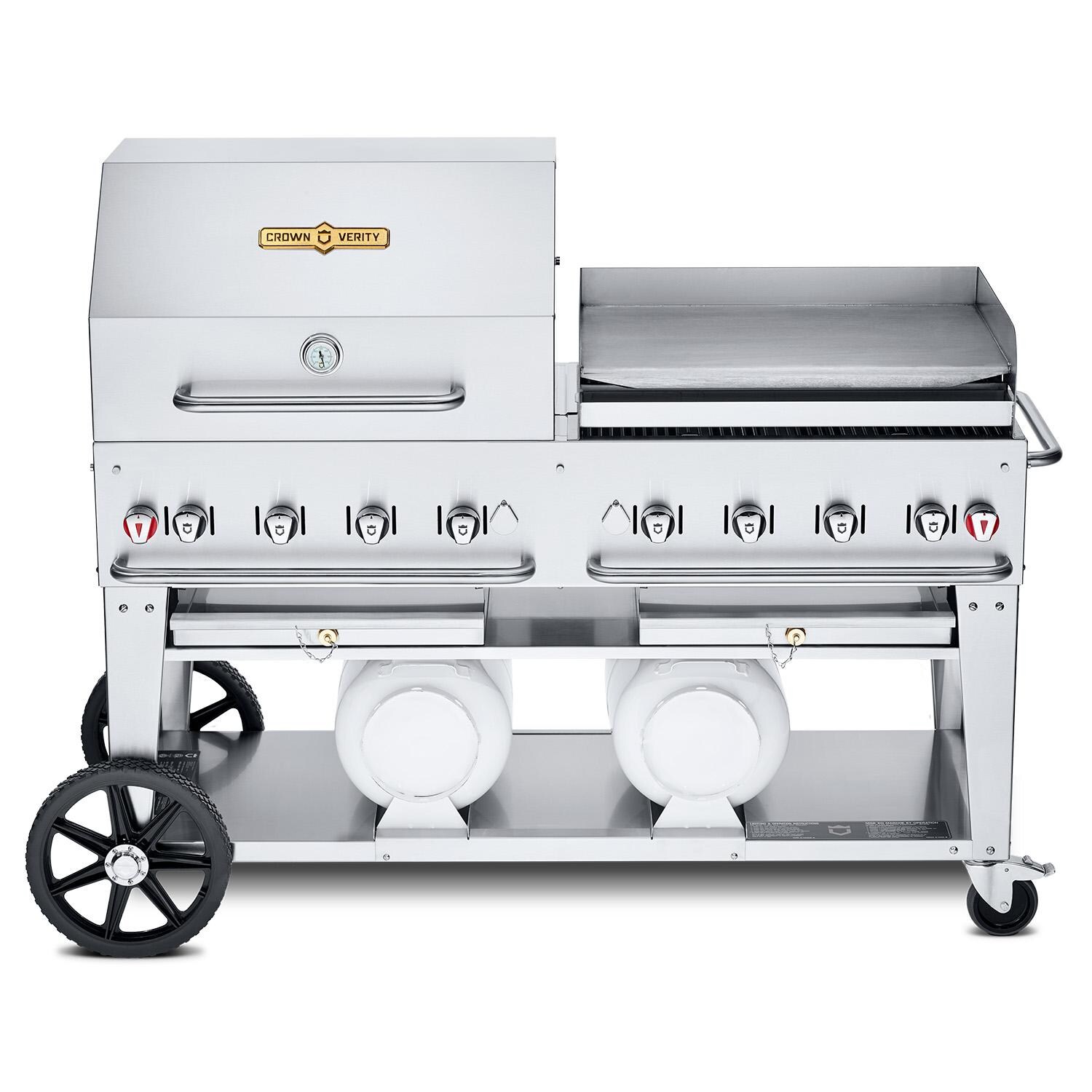 Crown Verity CV-CCB-60RGP 60-Inch Club Series Grill Dome & Griddle Package W/Horizontal Tanks thumbnail