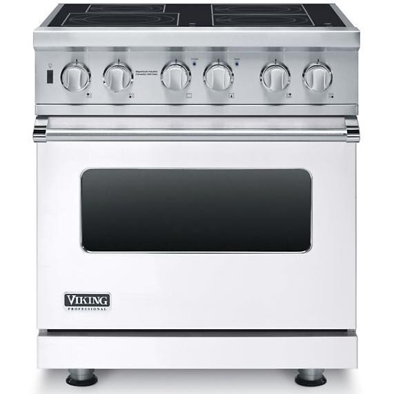 Viking Professional 5 Series 30-Inch 4-Burner Self-Cleaning Induction Range - White - VISC5304BWH