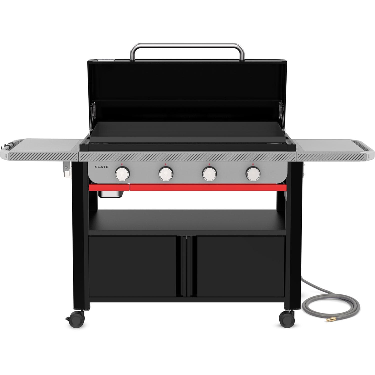 Weber Grills 1502284 Slate 36-in 4 Burner Natural Gas Rust-Resistant Griddle w/ Closed Cabinet - Black - Front Open - White Background thumbnail