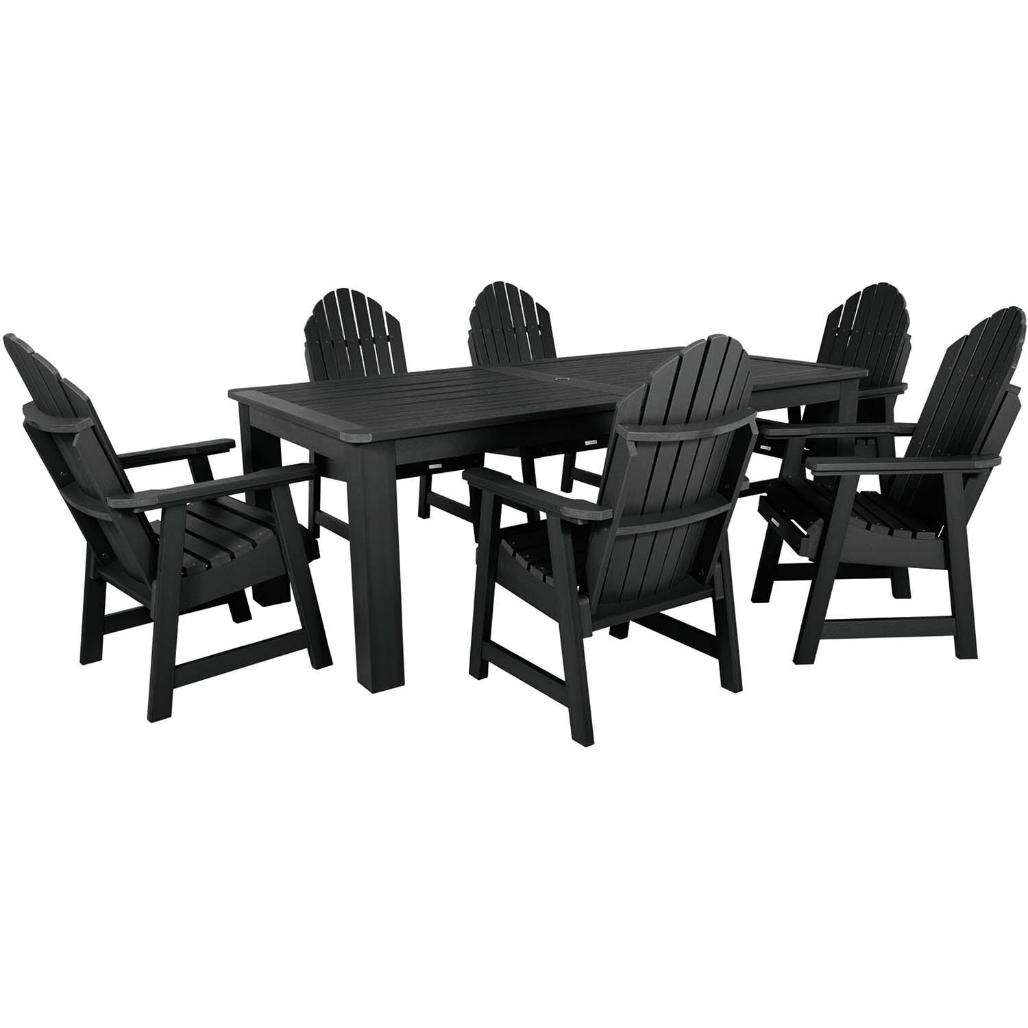 Dream Bay 7 Pc Recycled Plastic Dining Set In Black by Lakeview - White Background thumbnail