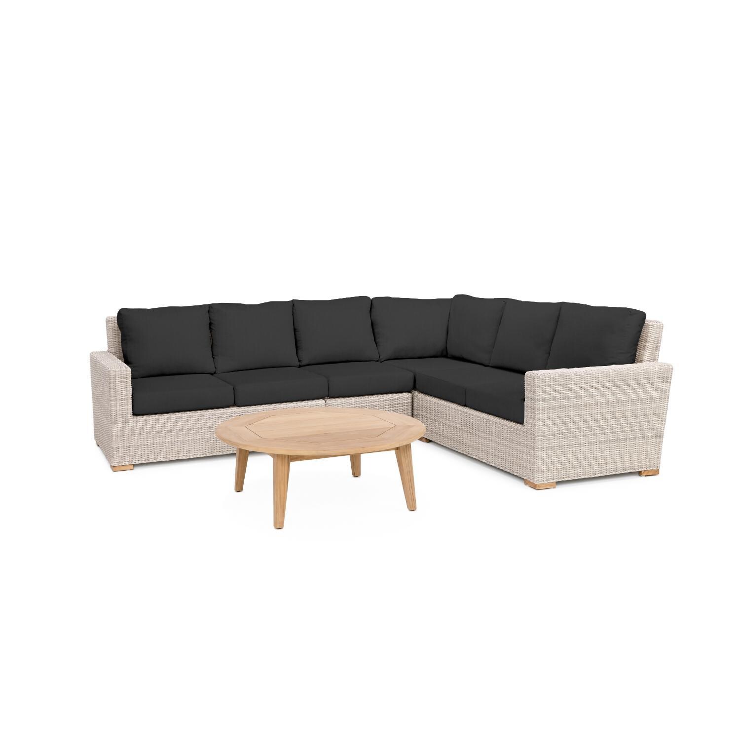 Teak + Table Oyster Bay Sectional 2 Piece Lounge Set in Carbon - White Background thumbnail