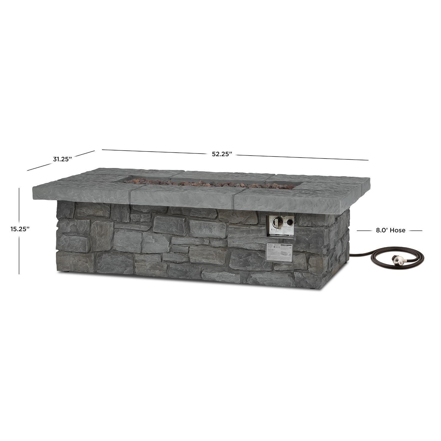 Lakeview Outdoor Designs SC-C11812LP-GRY Baywood 52-Inch Rectangle Propane Gas Fire Table - DIMS thumbnail