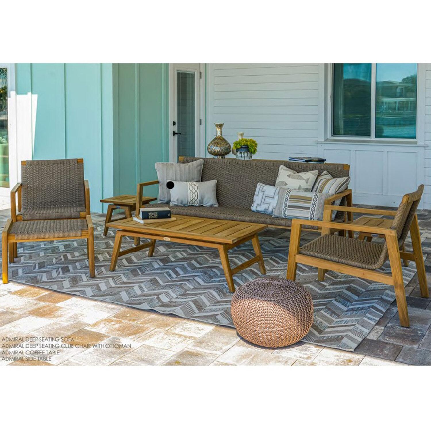 Admiral 7 Pc Conversation Set in Brown Sand by Royal Teak Collection - Under Porch - Lifestyle thumbnail