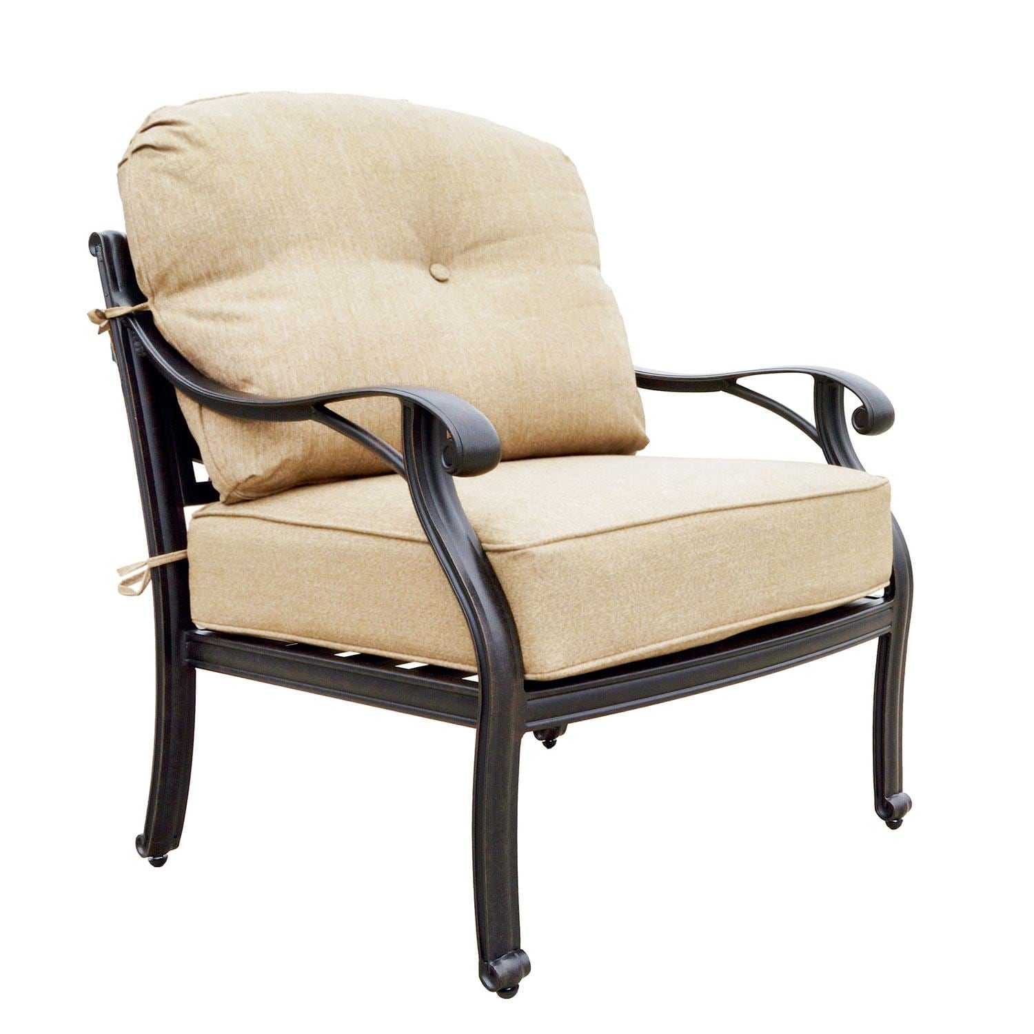 Darlee B/DL603-4PC-60BP Nassau 4 Piece Cast Aluminum Patio Conversation Set W/ 42 X 21 Inch Coffee Table & Beige Canvas Cushions - Club Chair thumbnail