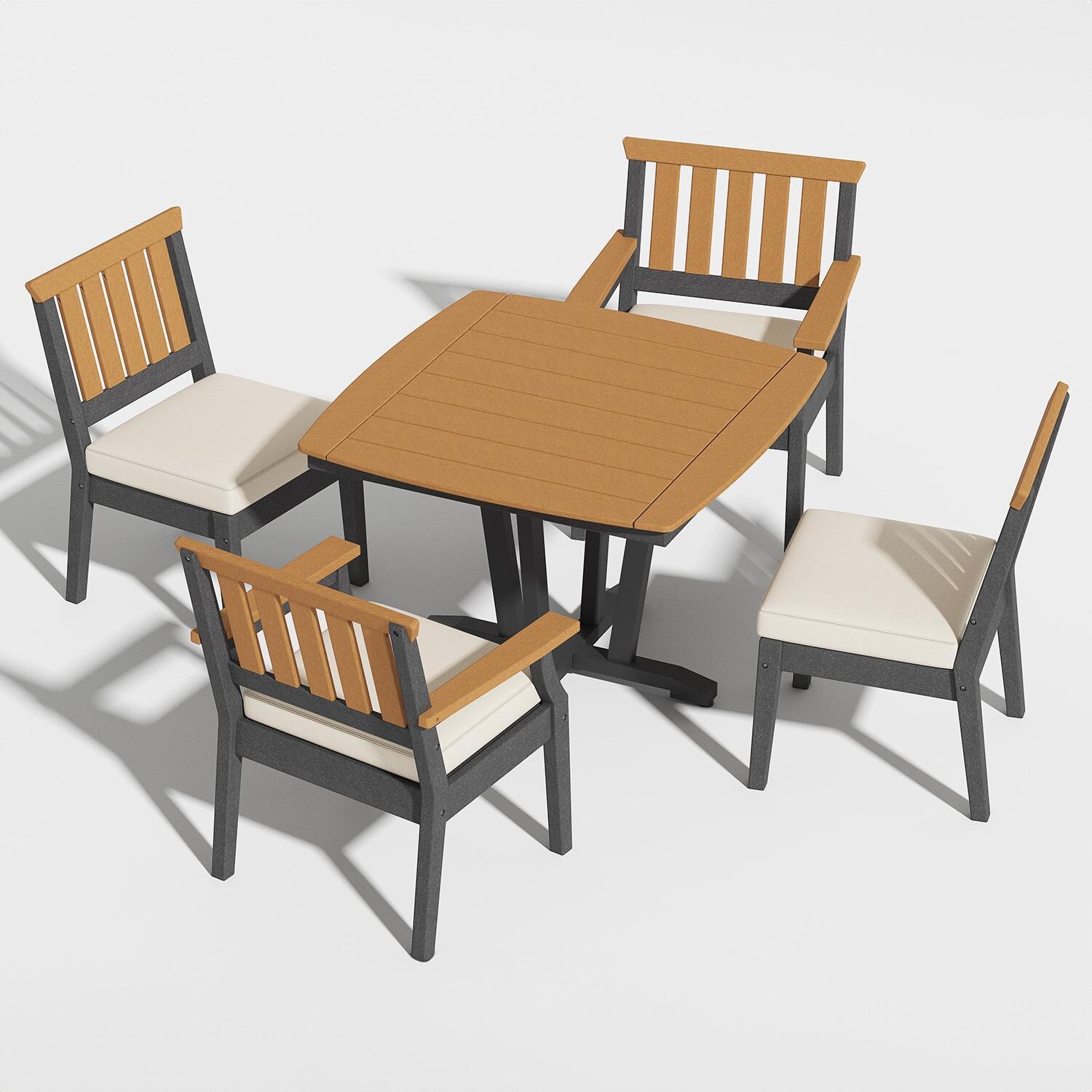 Lakeview Outdoor Designs LV-257-5 Sabine Landing 5 Pc Polyresin Dining Set in Gray - Set Top View - White Background thumbnail