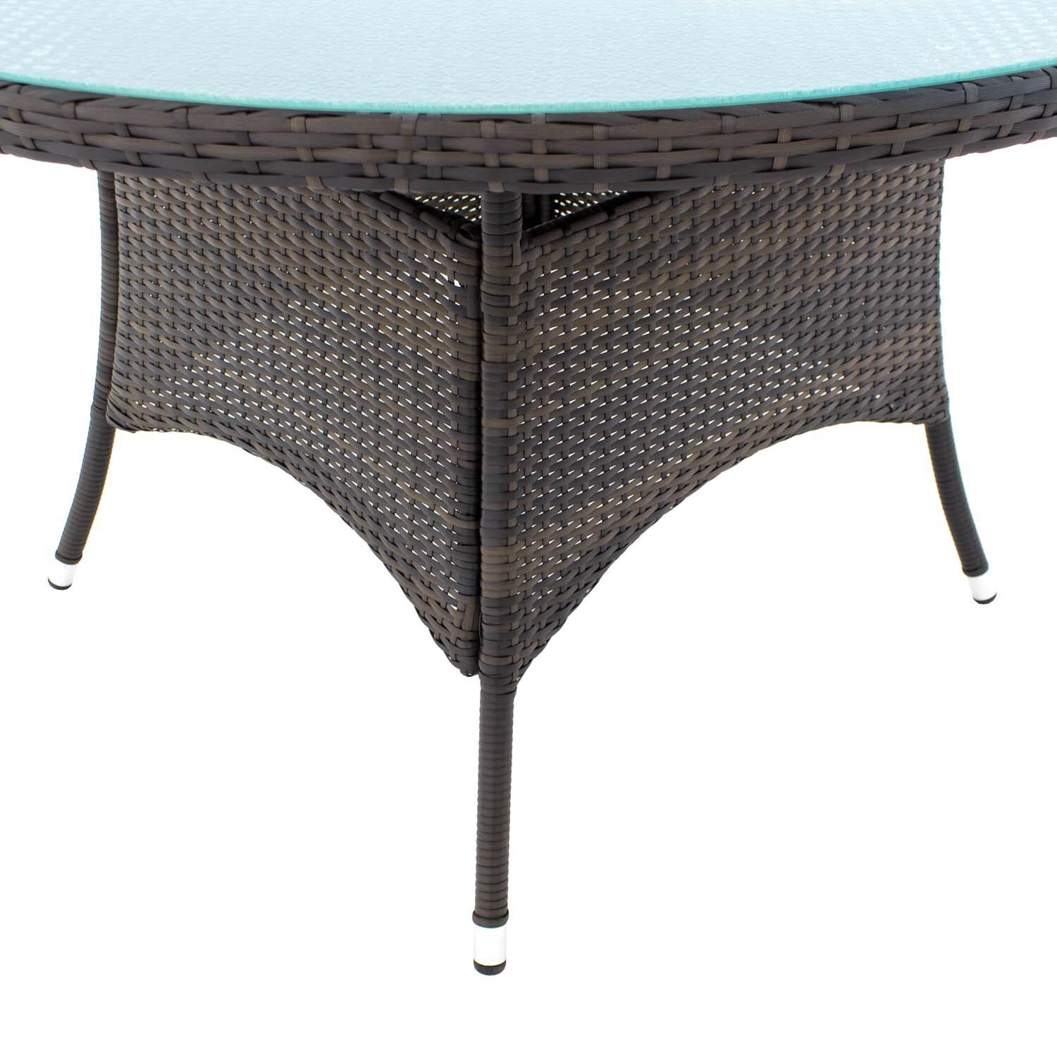 Gentilly 48-Inch Round Wicker Patio Dining Table - Box Stretcher Detail thumbnail