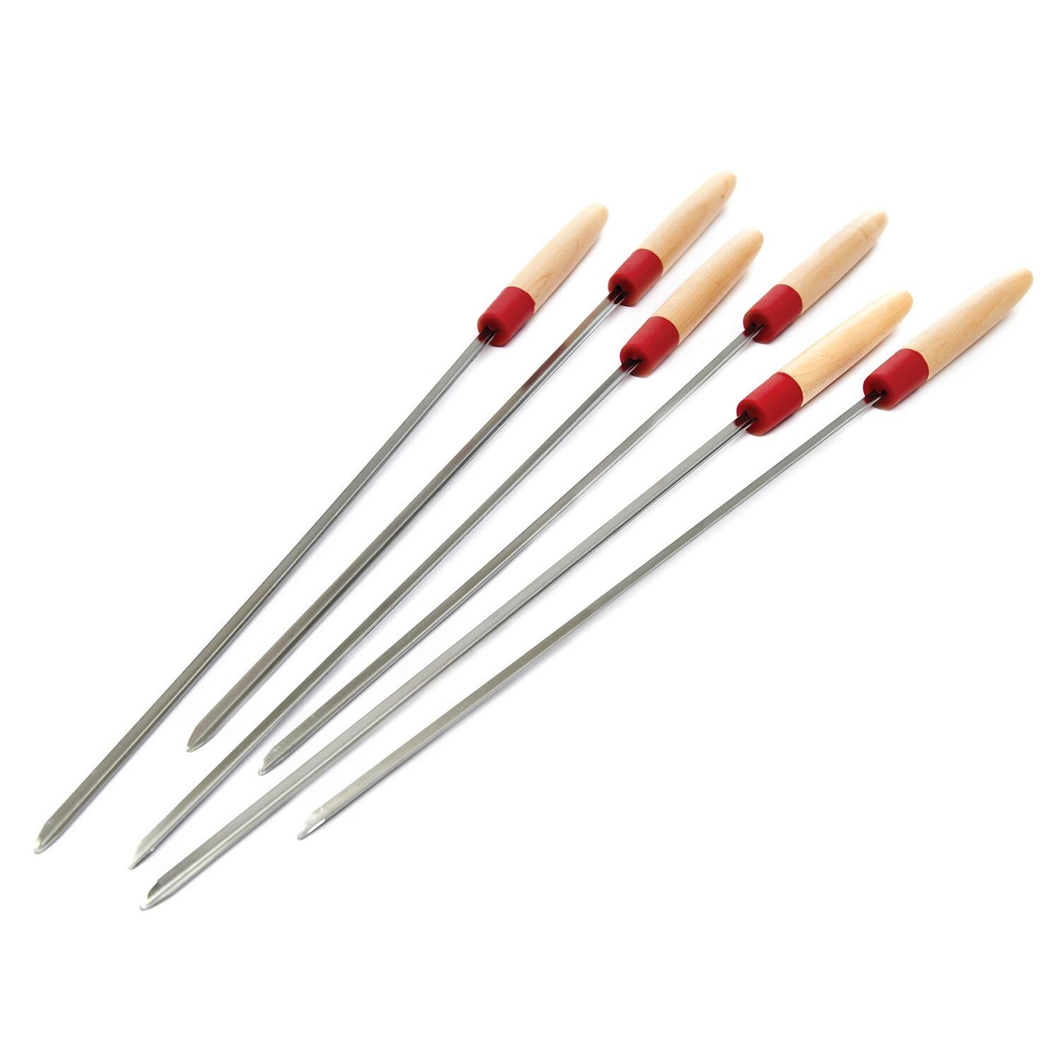 GrillPro 22-in Deluxe Skewers w/ Silicone & Wooden Handles - 40538 - Skewers - White Background thumbnail