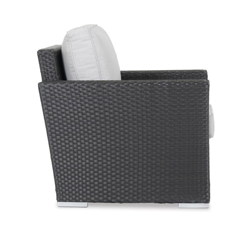 Sunset West 1501-21-40433 Solana Wicker Patio Club Chair W/ Sunbrella Cast Silver Cushions - Side View thumbnail