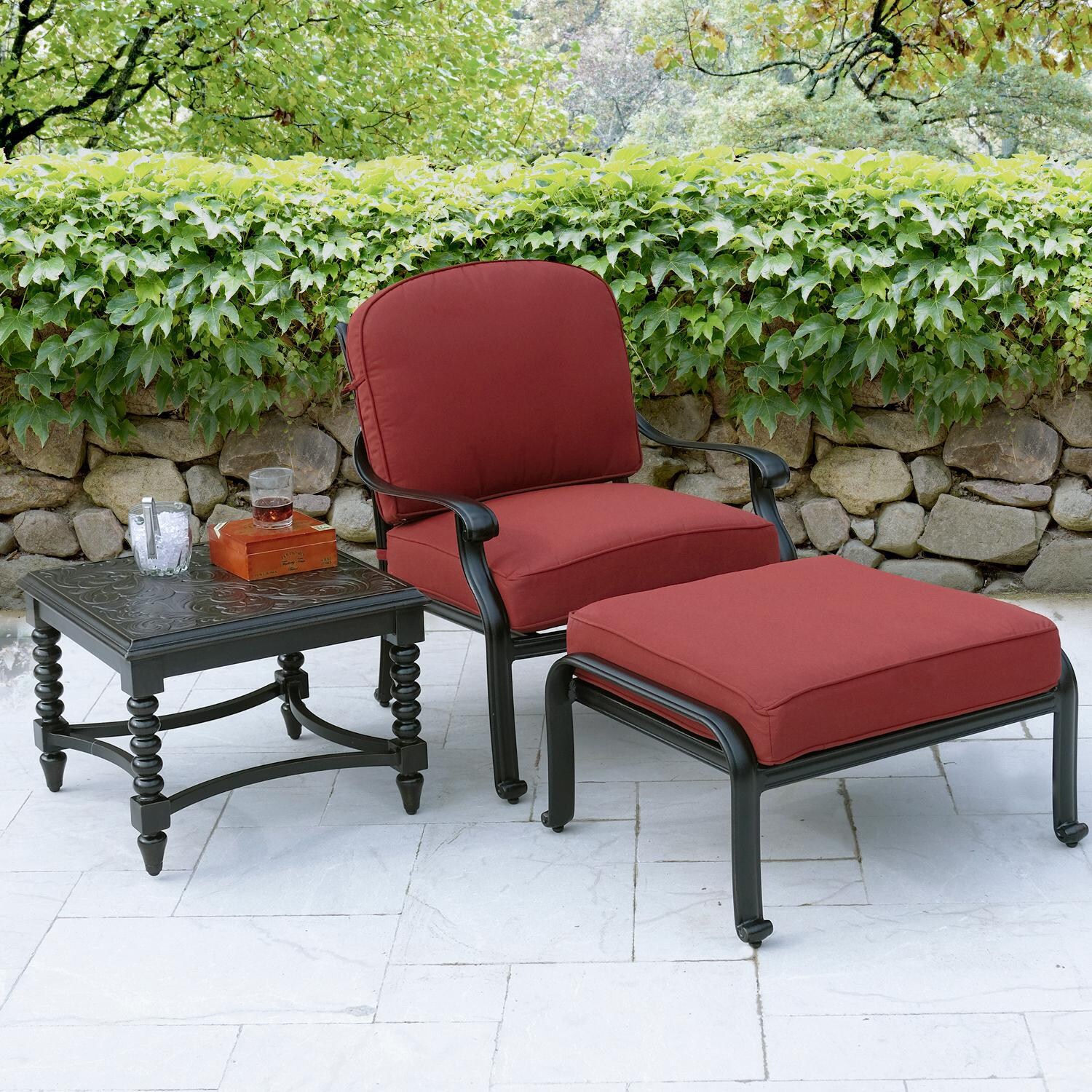 Villa Flora 3 Piece Cast Aluminum Patio Seating Set W/ Sunbrella Canvas Henna Cushions By Lakeview Outdoor Designs