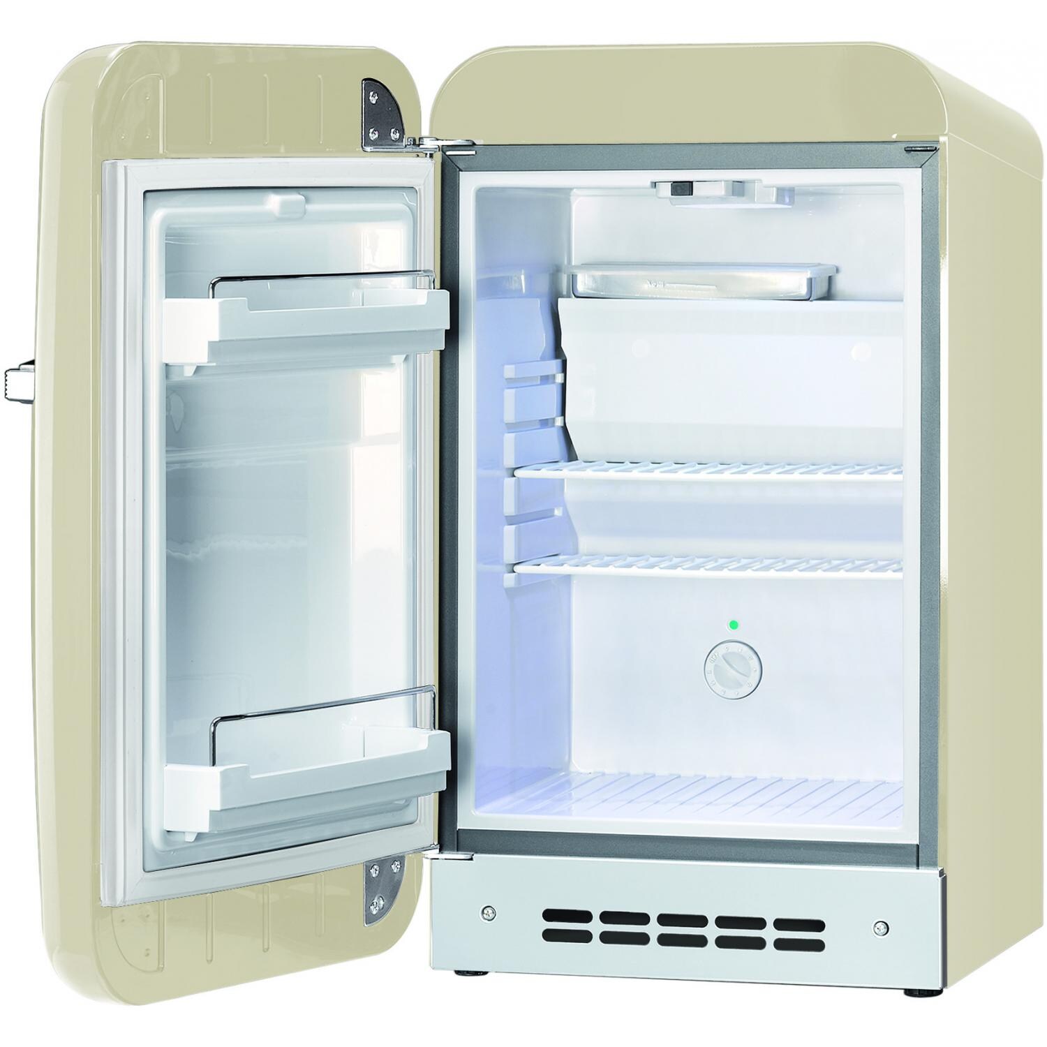 SMEG 1.5 Cu. Ft. Retro Style Cream Compact Refrigerator Left Hinge Interior - FAB5ULP thumbnail