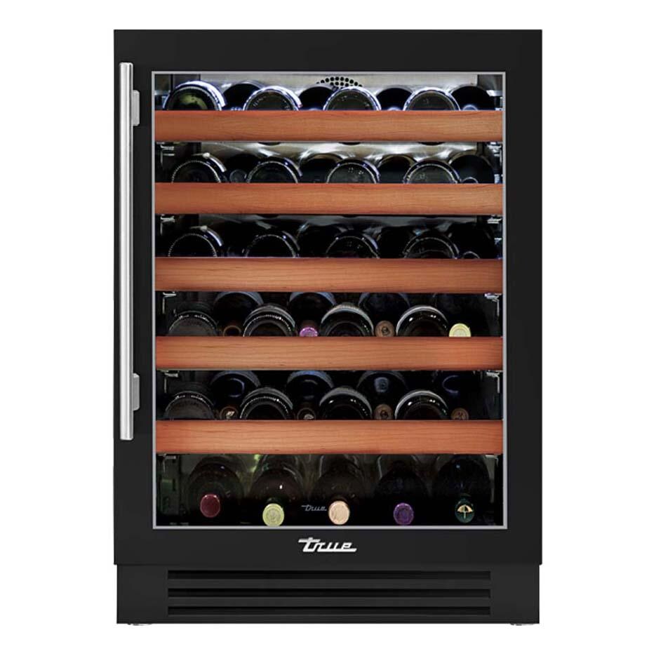 True 24 Inch 45 Bottle Right Hinge Glass Door Outdoor Wine Cabinet - Matte Black w/ Stainless Steel Handle - TWC-24-R-OG-C~DSK-027-H04