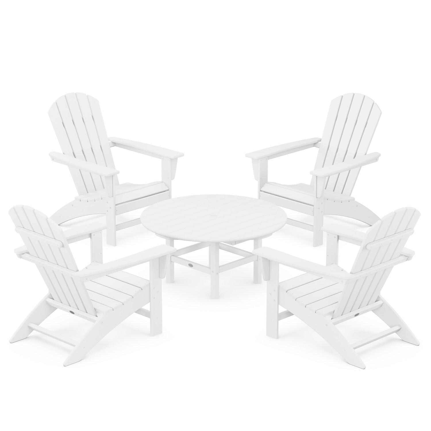 POLYWOOD PWS705-1-WH Nautical 5-Piece Adirondack Chair Conversation Set thumbnail