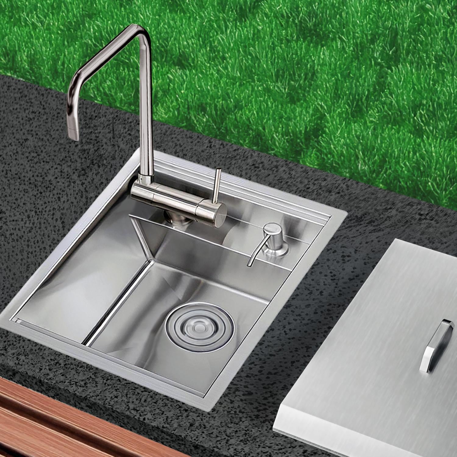 BBQGuys Signature BBQ-18SNK-SS-UM 16 X 18-in Undermount Stainless Steel Outdoor Sink - Lifestyle thumbnail