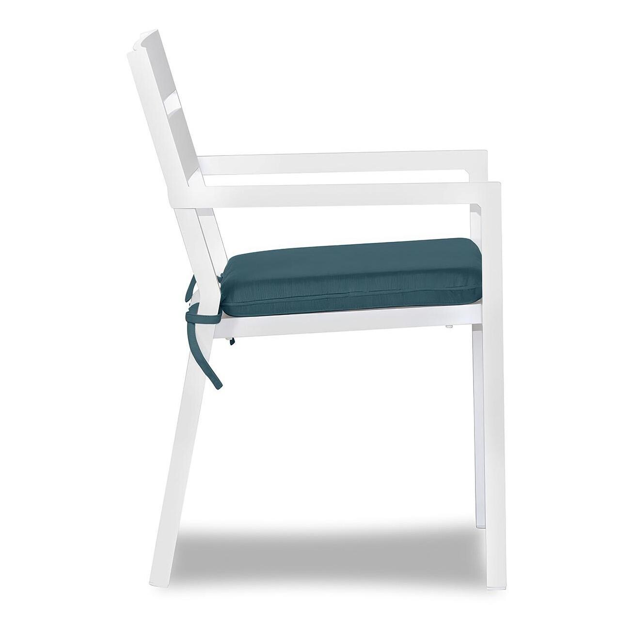 Calm Bay Aluminum Dining Arm Chair in White/Cast Lagoon by Lakeview Outdoor Designs - Side - White Background thumbnail