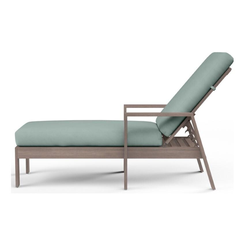 Laguna Aluminum Chaise Lounge w/ No Welt in Driftwood/Cast Mist by Sunset West - Side View - White Background thumbnail